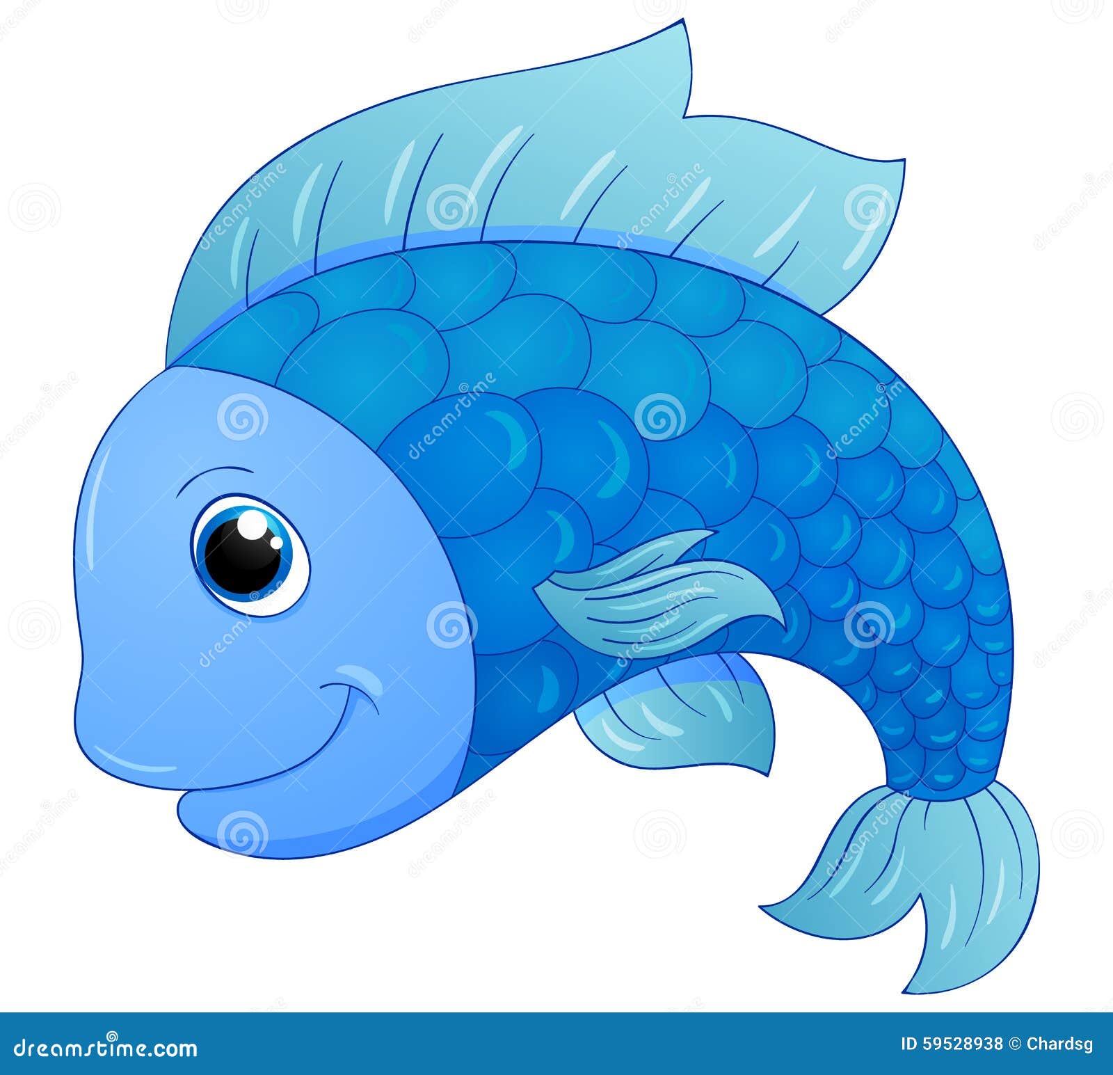 Pescados azules lindos ilustración del vector. Ilustración de feliz -  59528938
