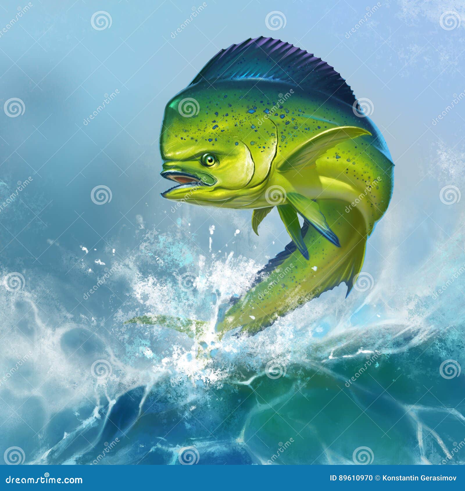 Pescados de Mahi Mahi stock de ilustración. Ilustración de fauna 89610970