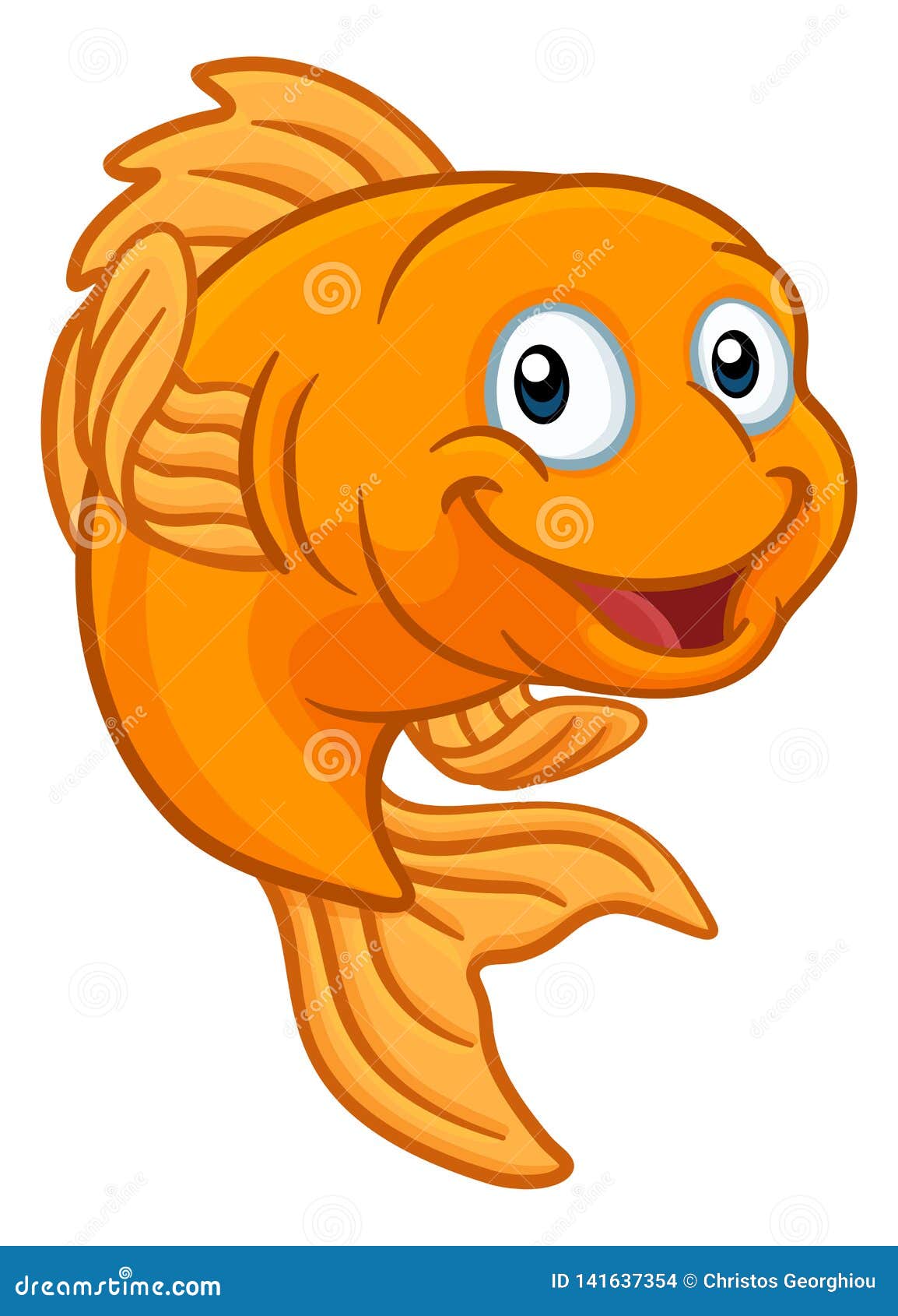 Pescados Del Oro O Personaje De Dibujos Animados Del Pez De Colores  Ilustración del Vector - Ilustración de insignias, cara: 141637354