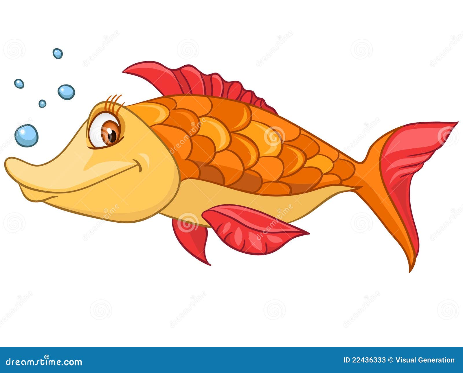Pescados Del Personaje De Dibujos Animados Ilustración del Vector -  Ilustración de animal, sonriente: 22436333