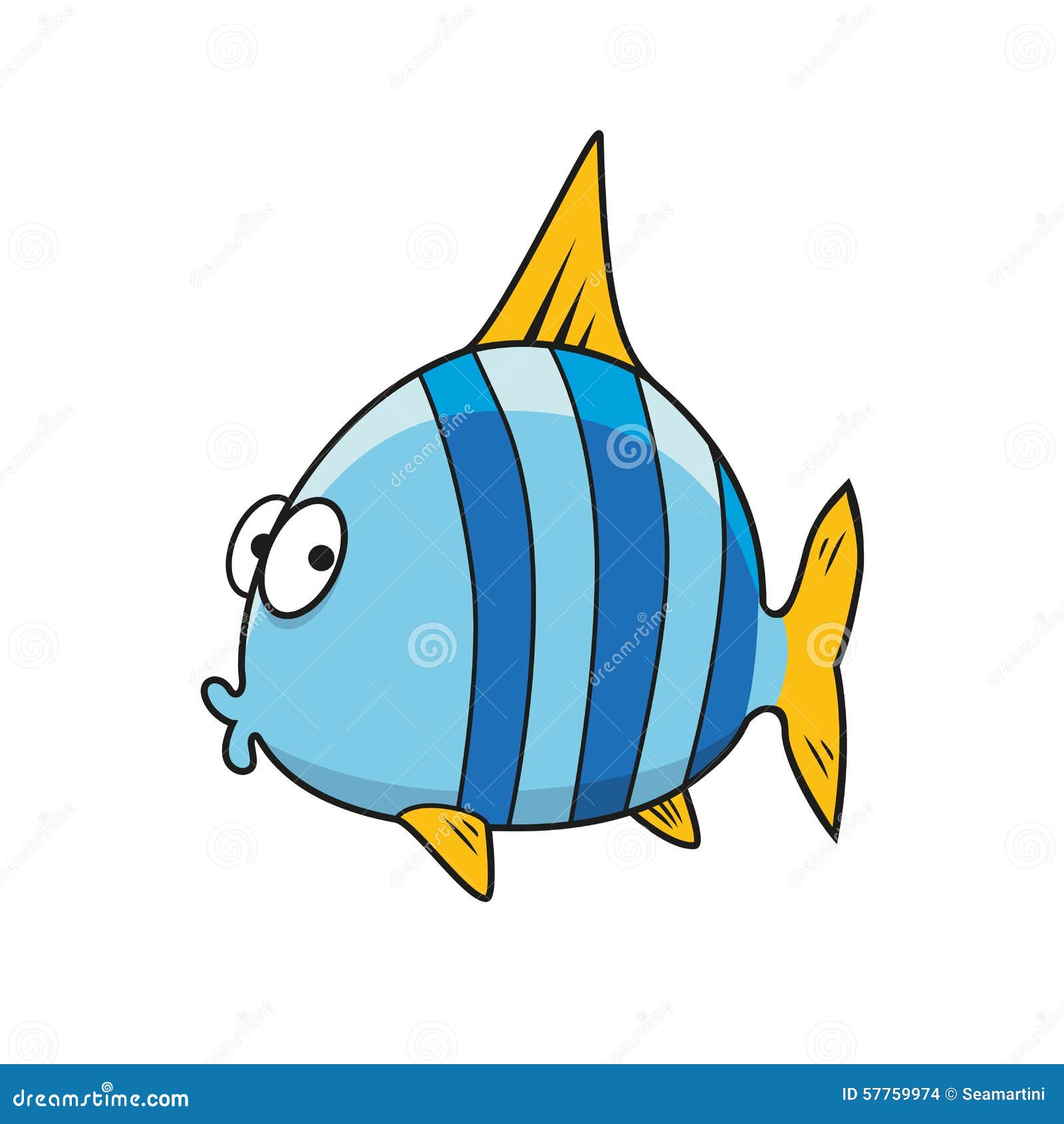 Pescados Rayados Azules Aislados Historieta Ilustración del Vector -  Ilustración de historieta, agua: 57759974