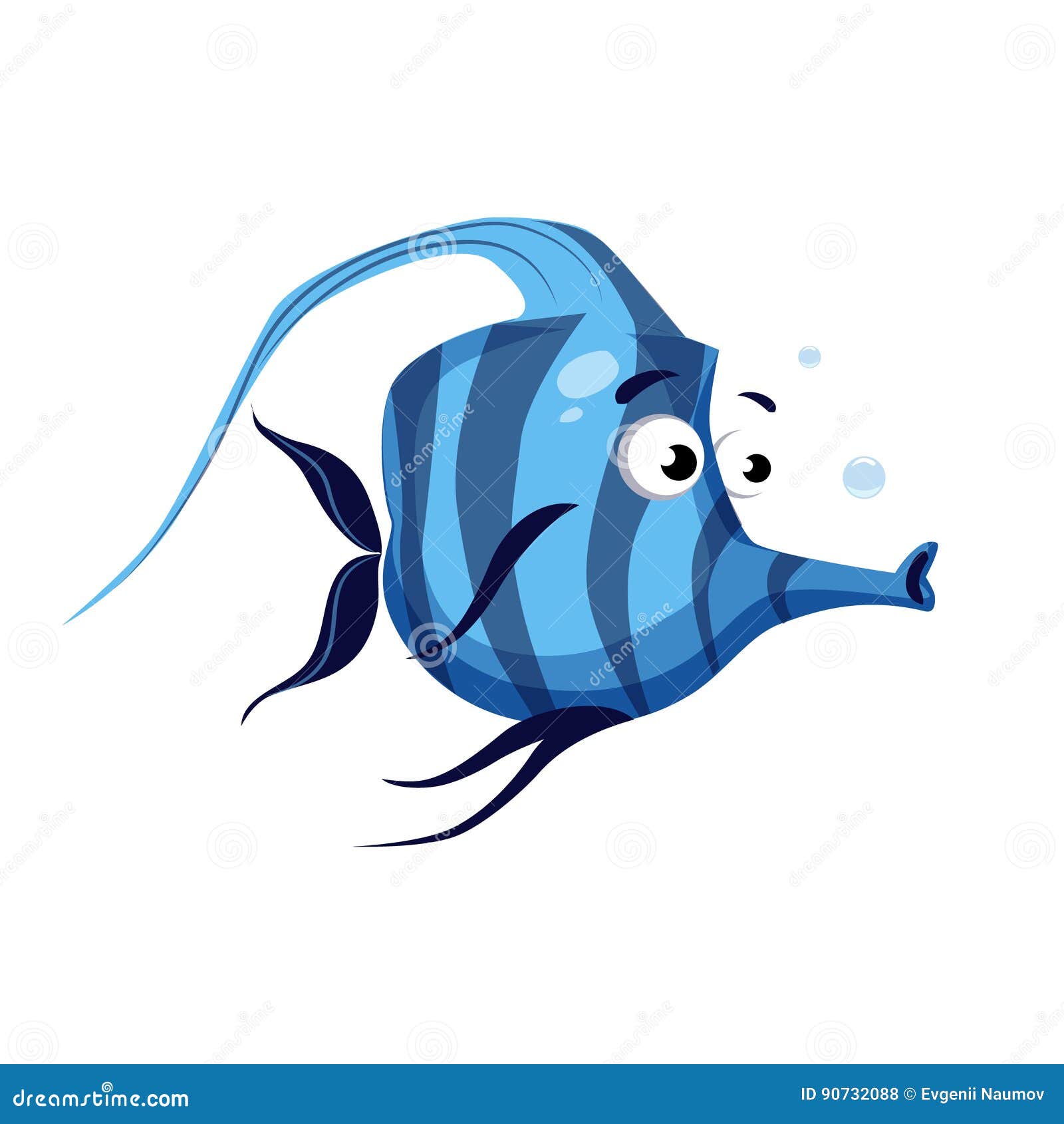 Pescados Rayados Azules Tropicales Con Una Nariz Larga Mar, Tropical,  Pescado Del Acuario Personaje De Dibujos Animados Colorido Ilustración del  Vector - Ilustración de azul, animal: 90732088