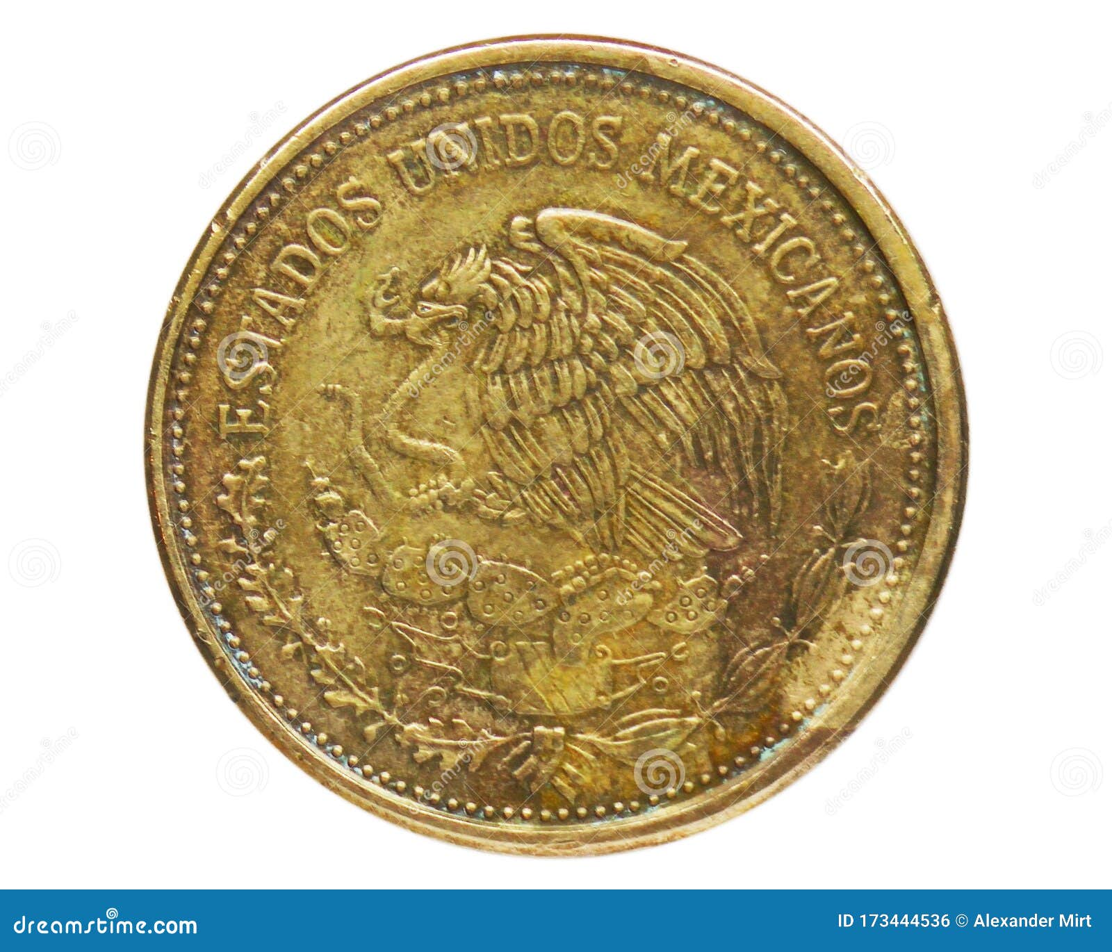 100 pesos coin, 1905~1992 - estados unidos mexicanos circulation serie, bank of mexico. reverse, 1984