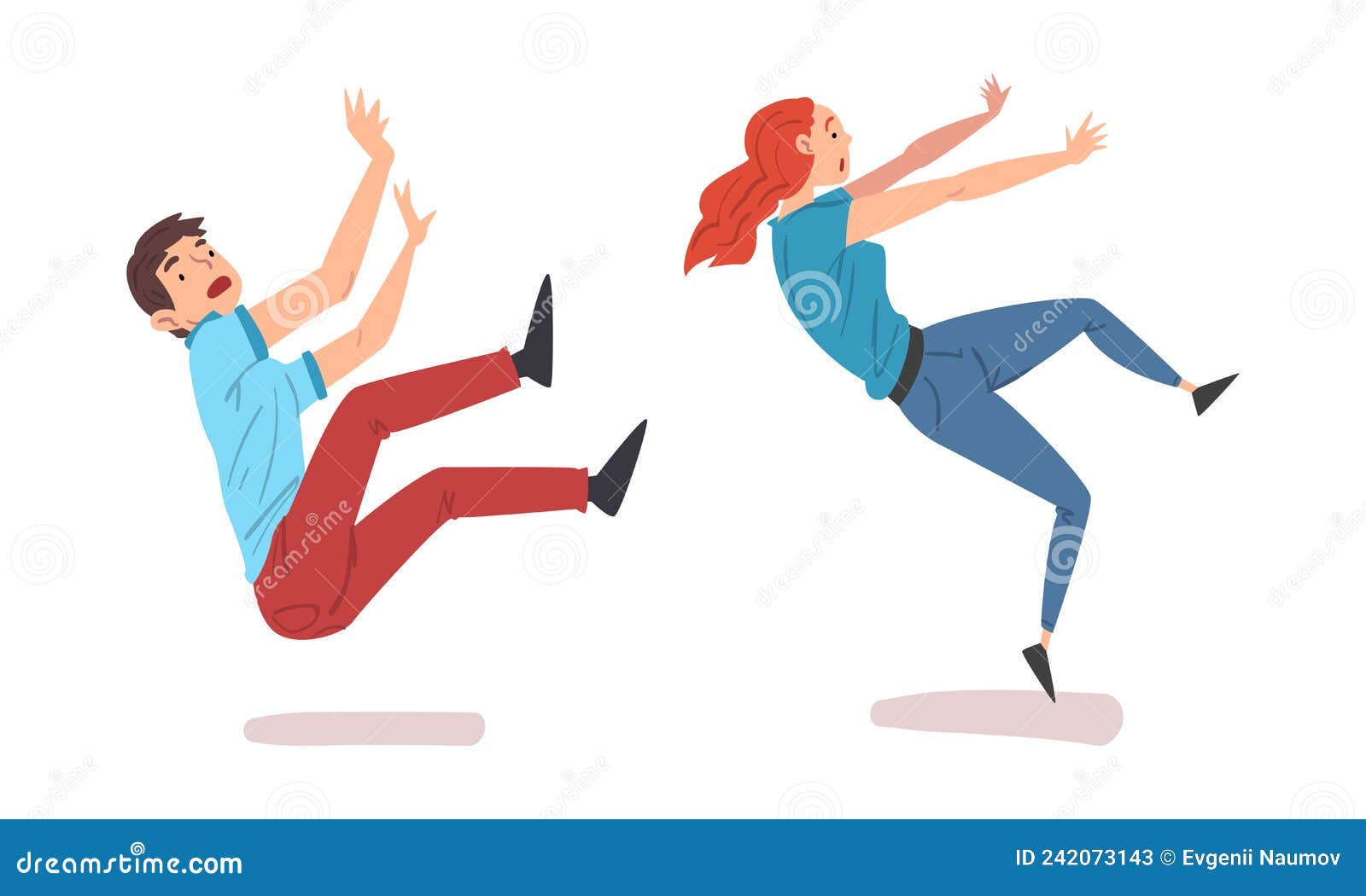 Mulher caindo. pessoa assustada cair de altura. ilustração vetorial