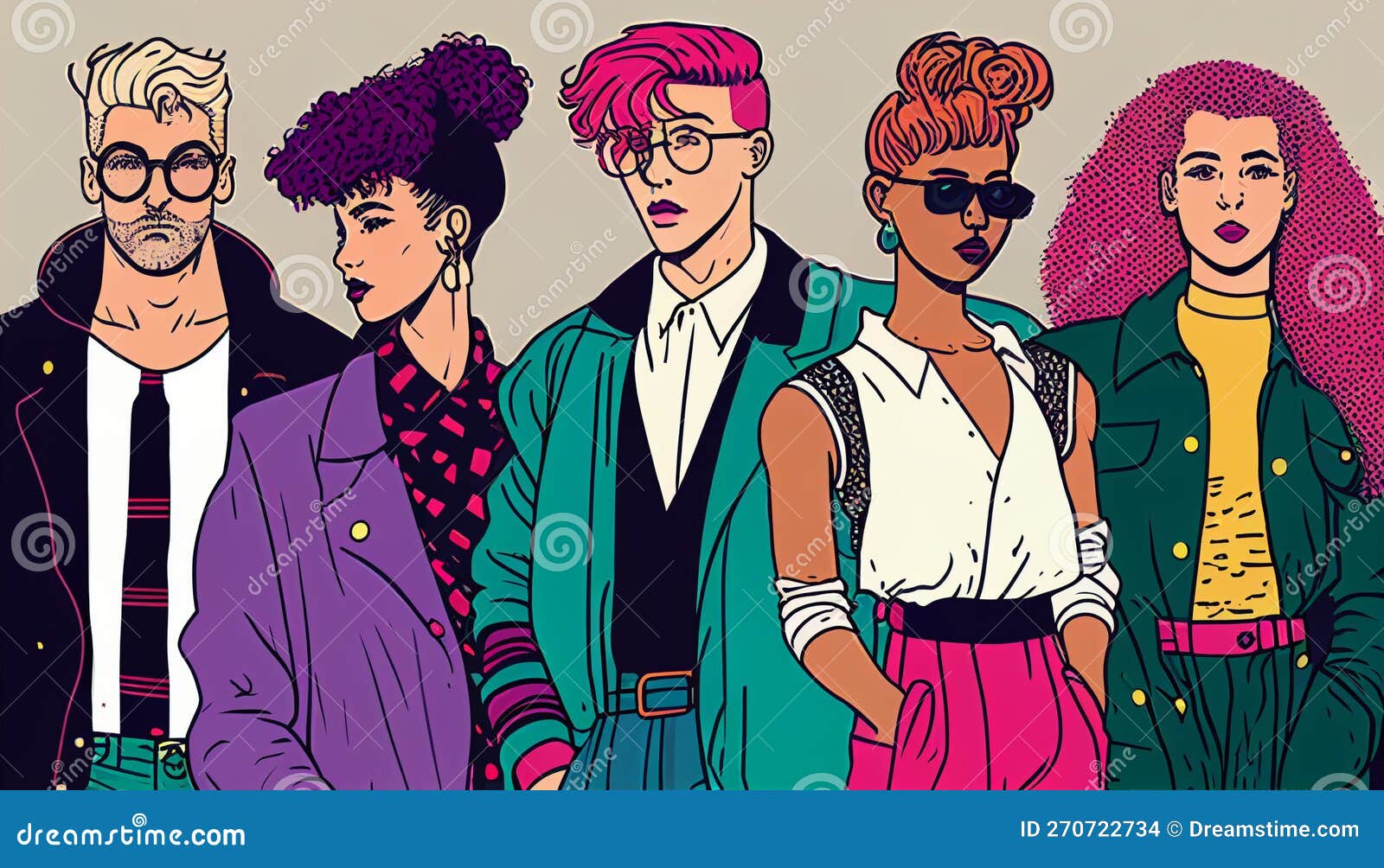 Ilustração vetorial de roupa de menina dos anos 90