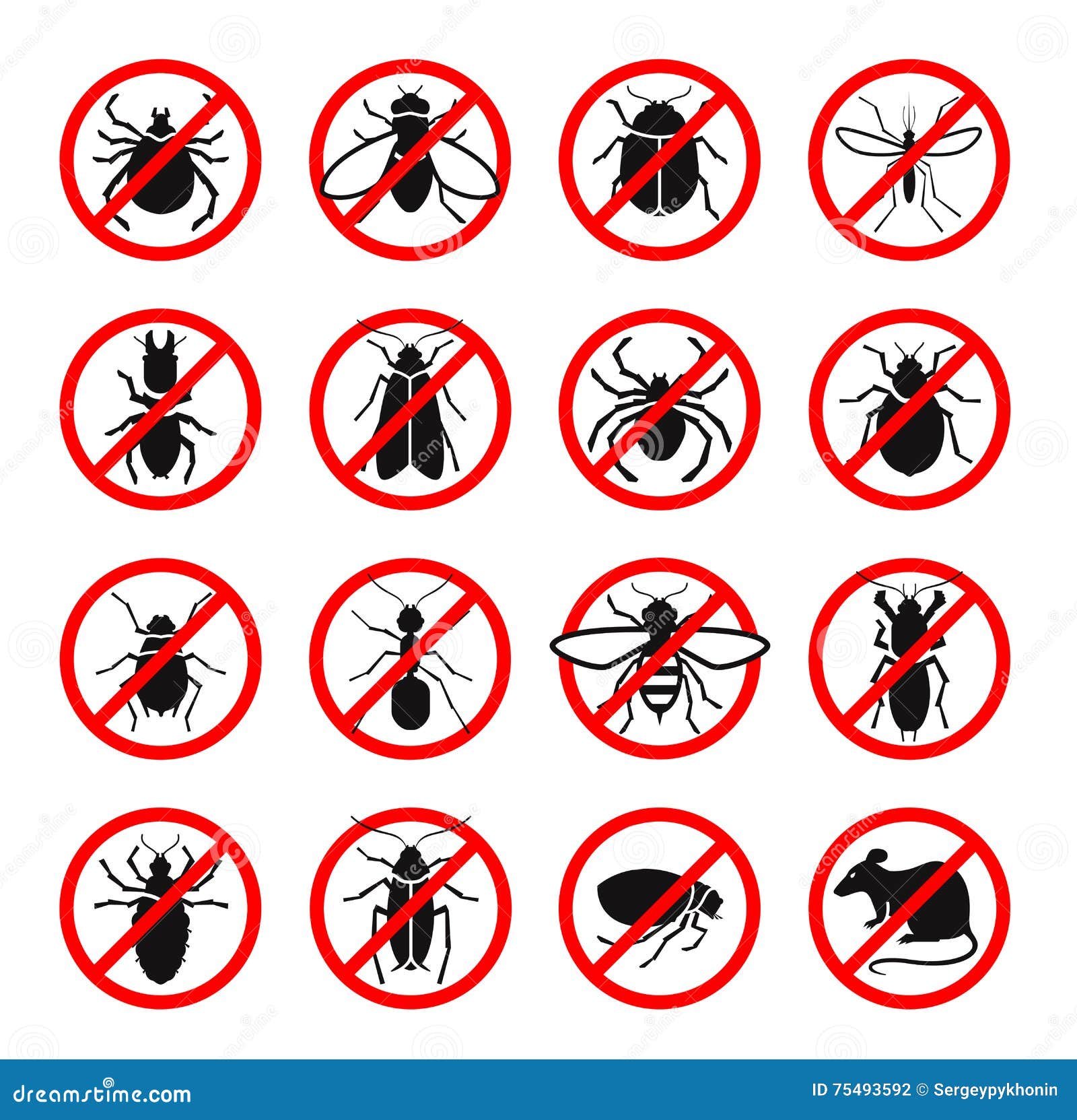 pest control. harmful insects and rodents set icons.  