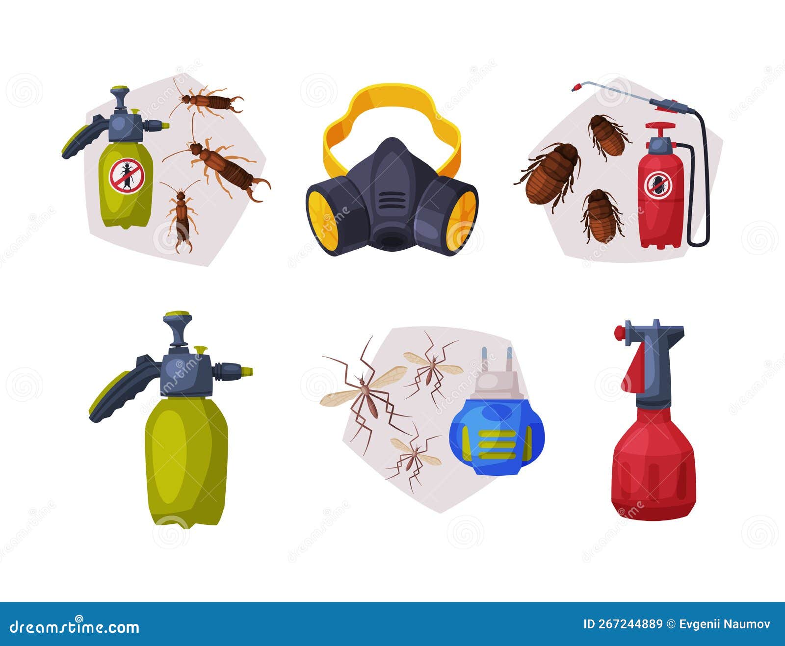 pest control and insect extermination service with chemical bottle and mask  set