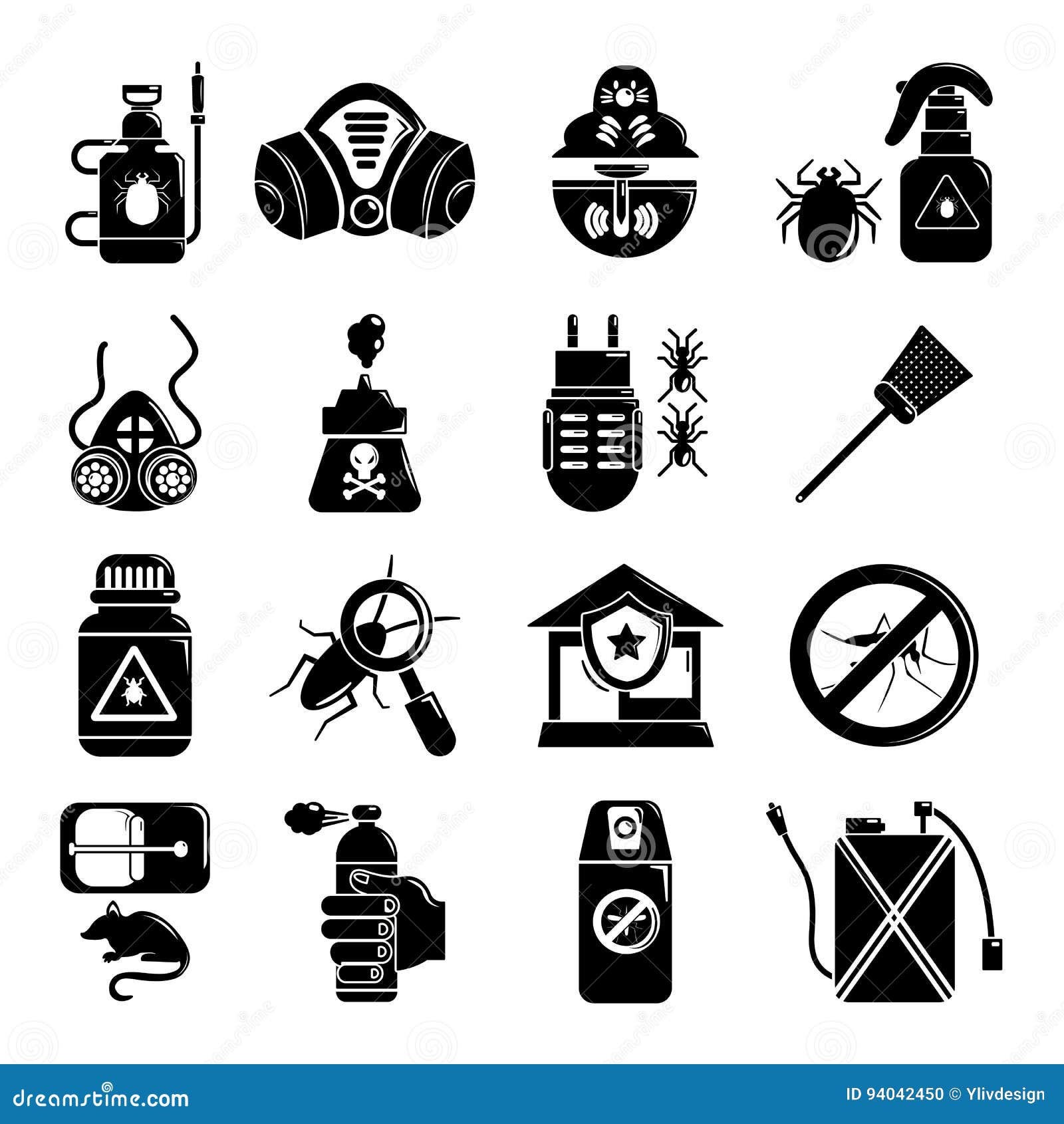 Pest Control Tools Icons Set, Simple Style Stock Vector Illustration