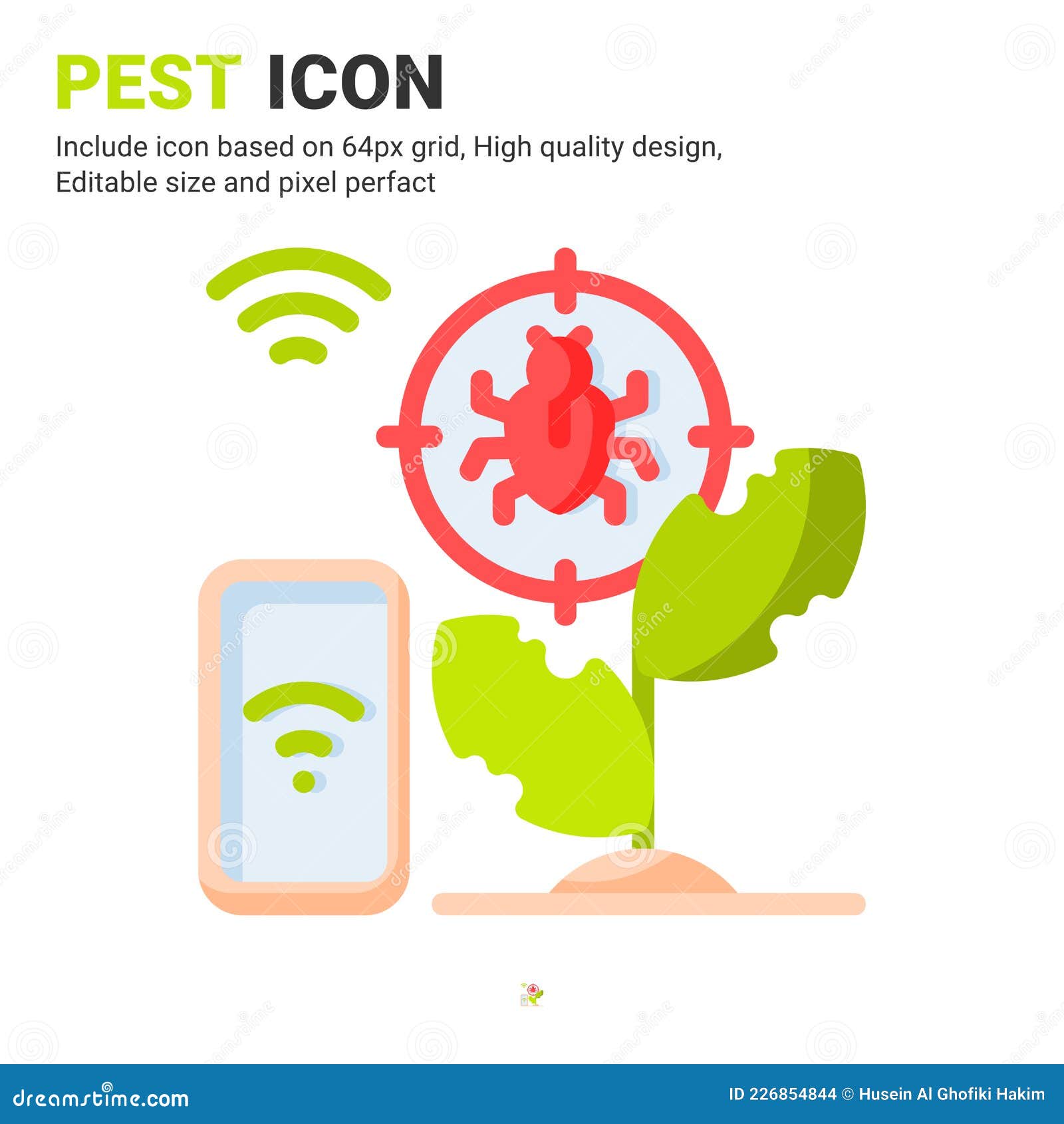 pest and plant icon  with flat color style  on white background.   parasite sign  icon