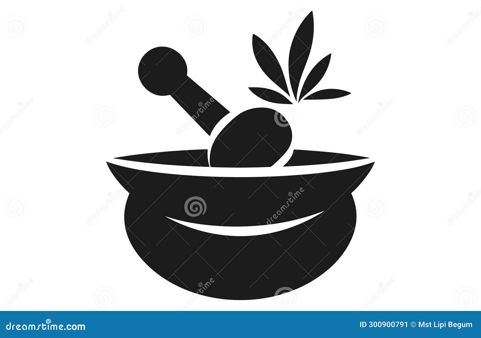Pestle and Mortar Illustration Vector Logo,Illustration of Mortar