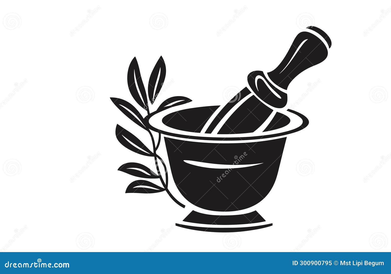 Pestle and Mortar Illustration Vector Logo,Illustration of Mortar