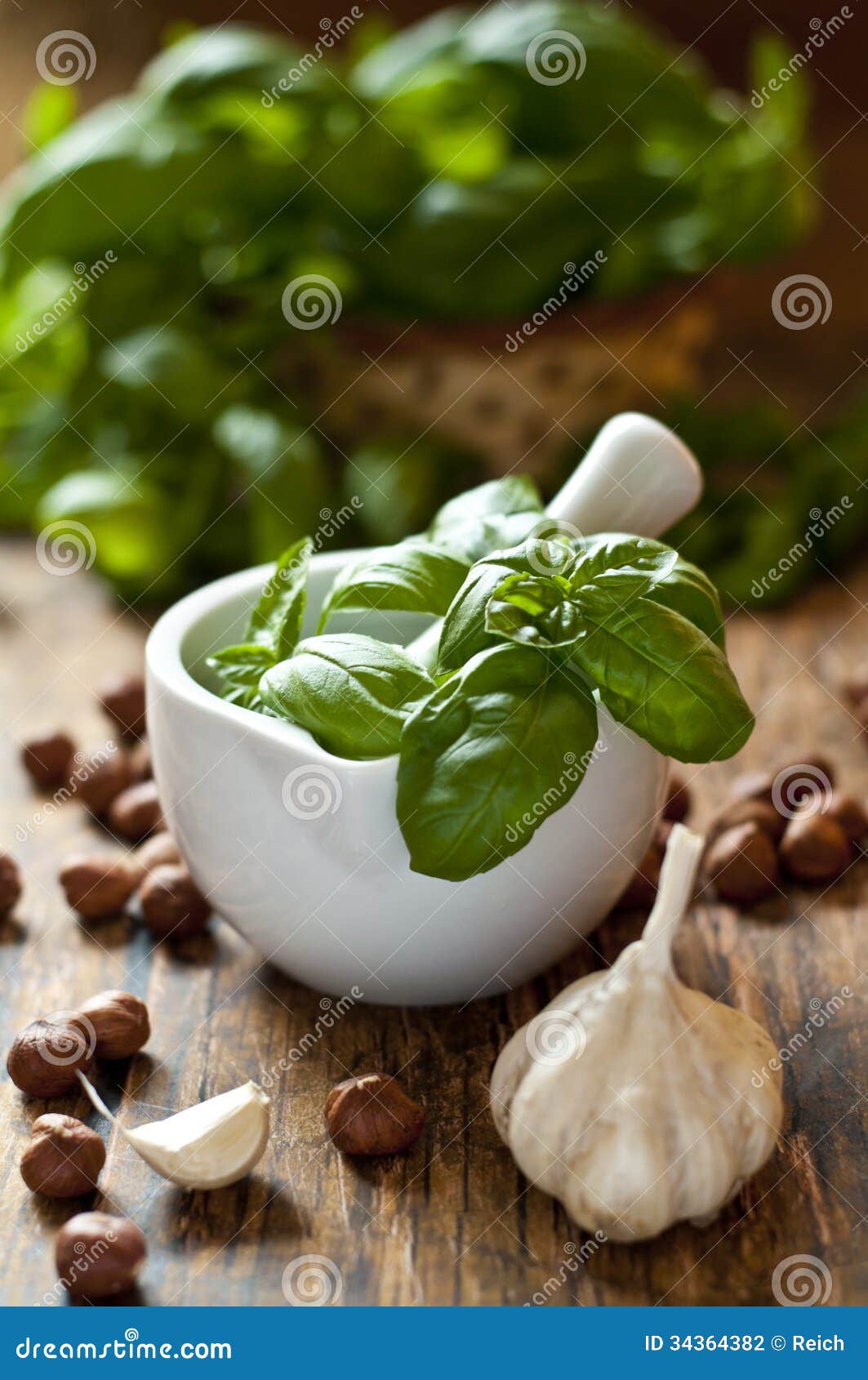 Pesto ingredients stock photo. Image of pestle, pecorino 34364382
