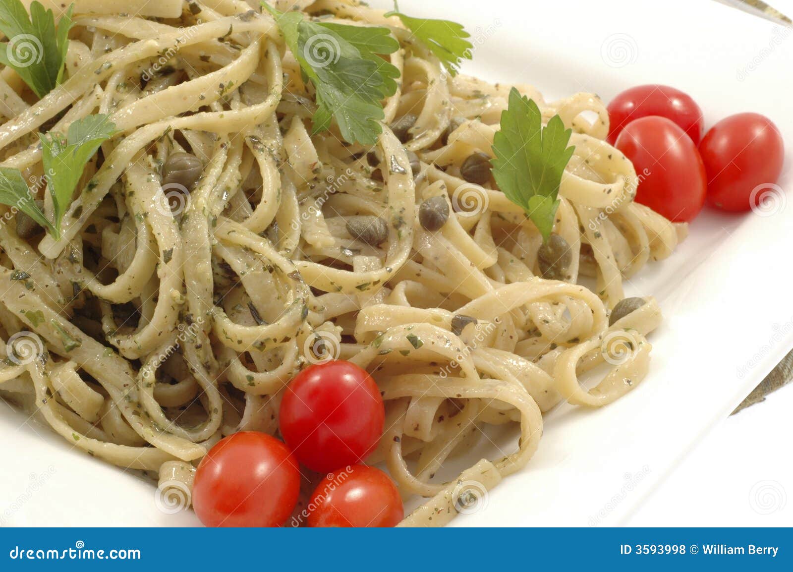 Pesto Linguine stock photo. Image of nutritious, tomatoes 3593998