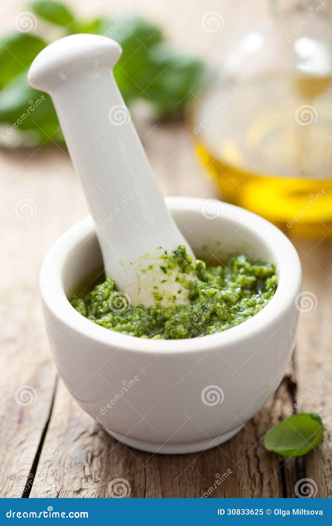 Pesto sauce in mortar stock image. Image of pesto, kitchen 30833625