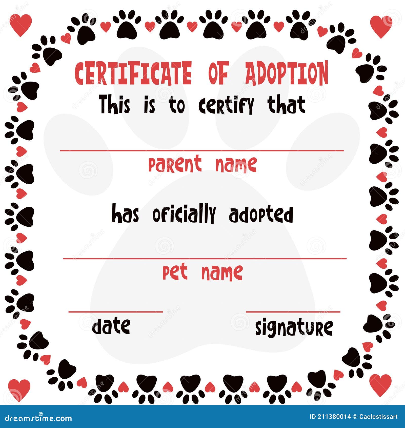 Certificate Adoption Stock Illustrations – 22 Certificate Adoption Pertaining To Pet Adoption Certificate Template