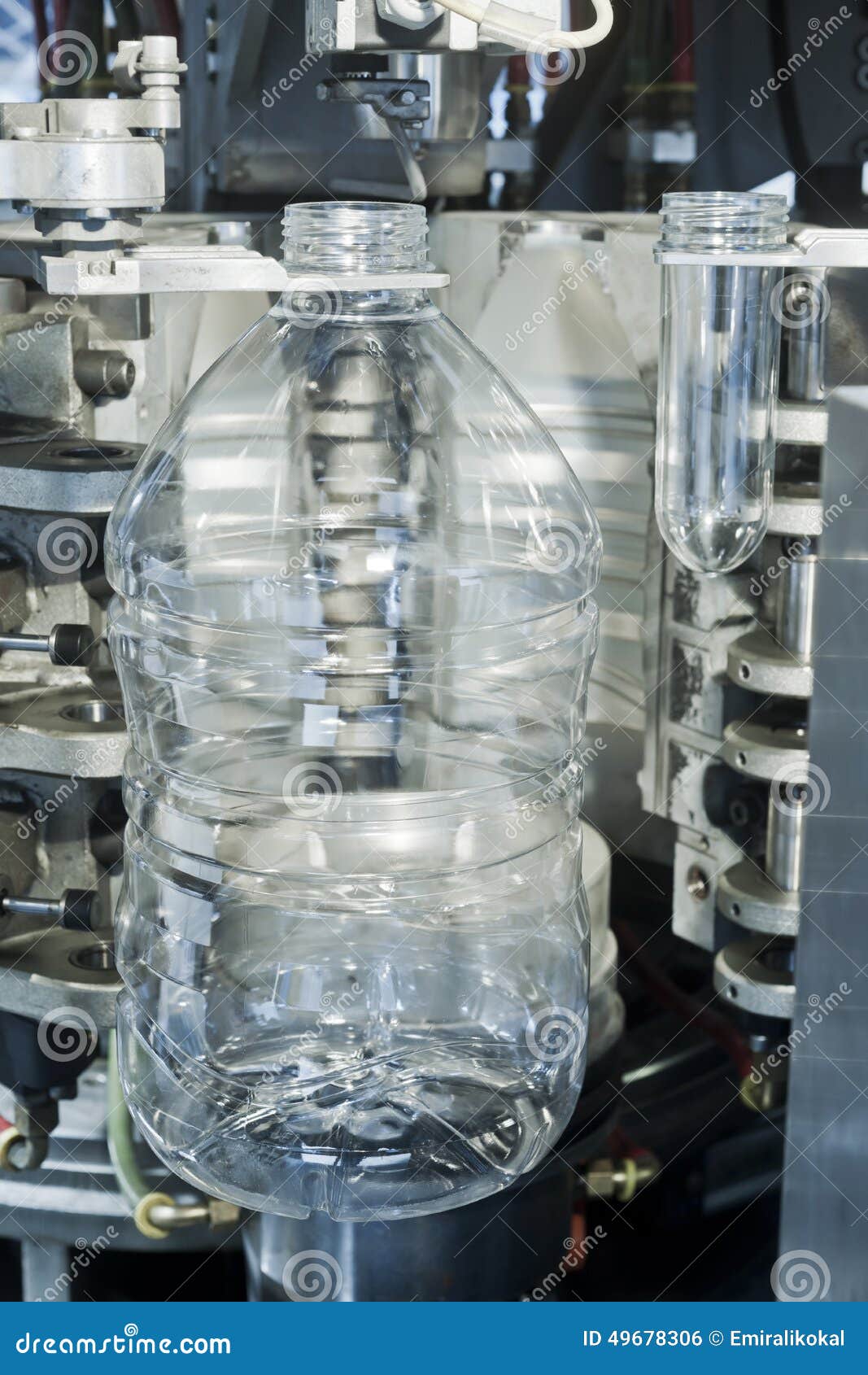 PET Bottle Preforms Before Blow Molding, Filling And Labeling Process