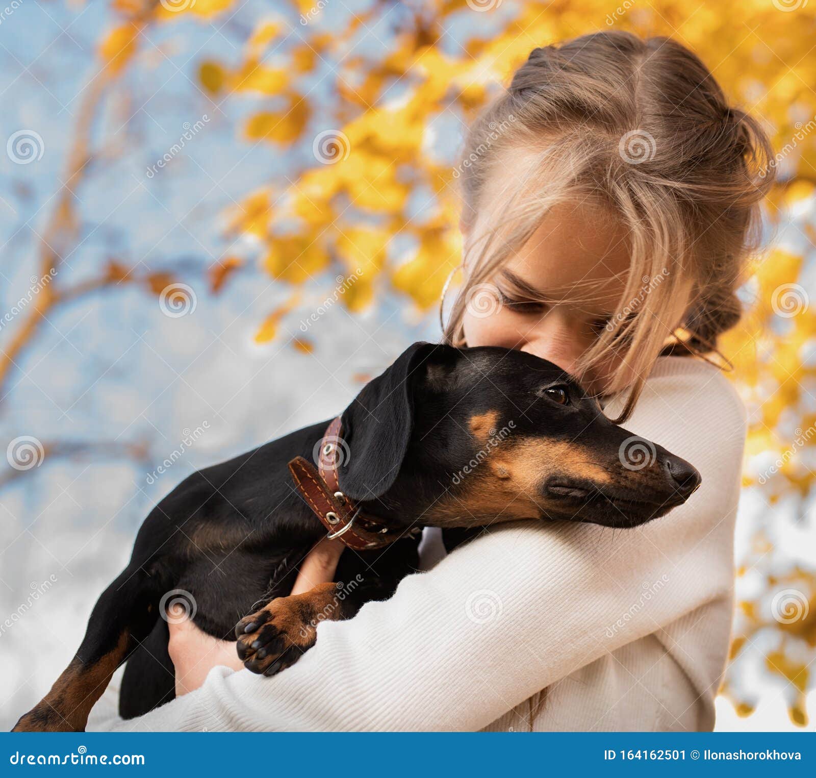 Woman and Dachshund Dog 