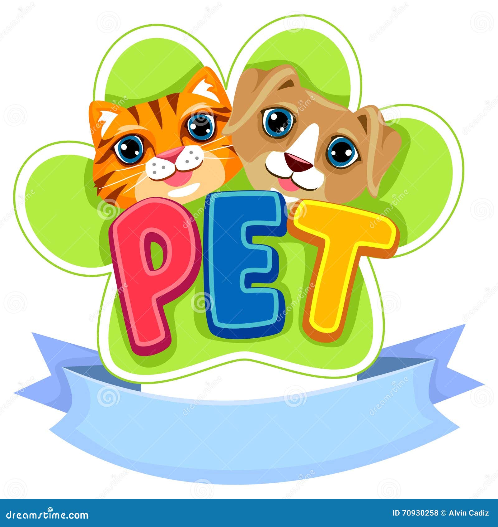 Pet Design Logo with Ribbon Stock Vector - Illustration of friendly