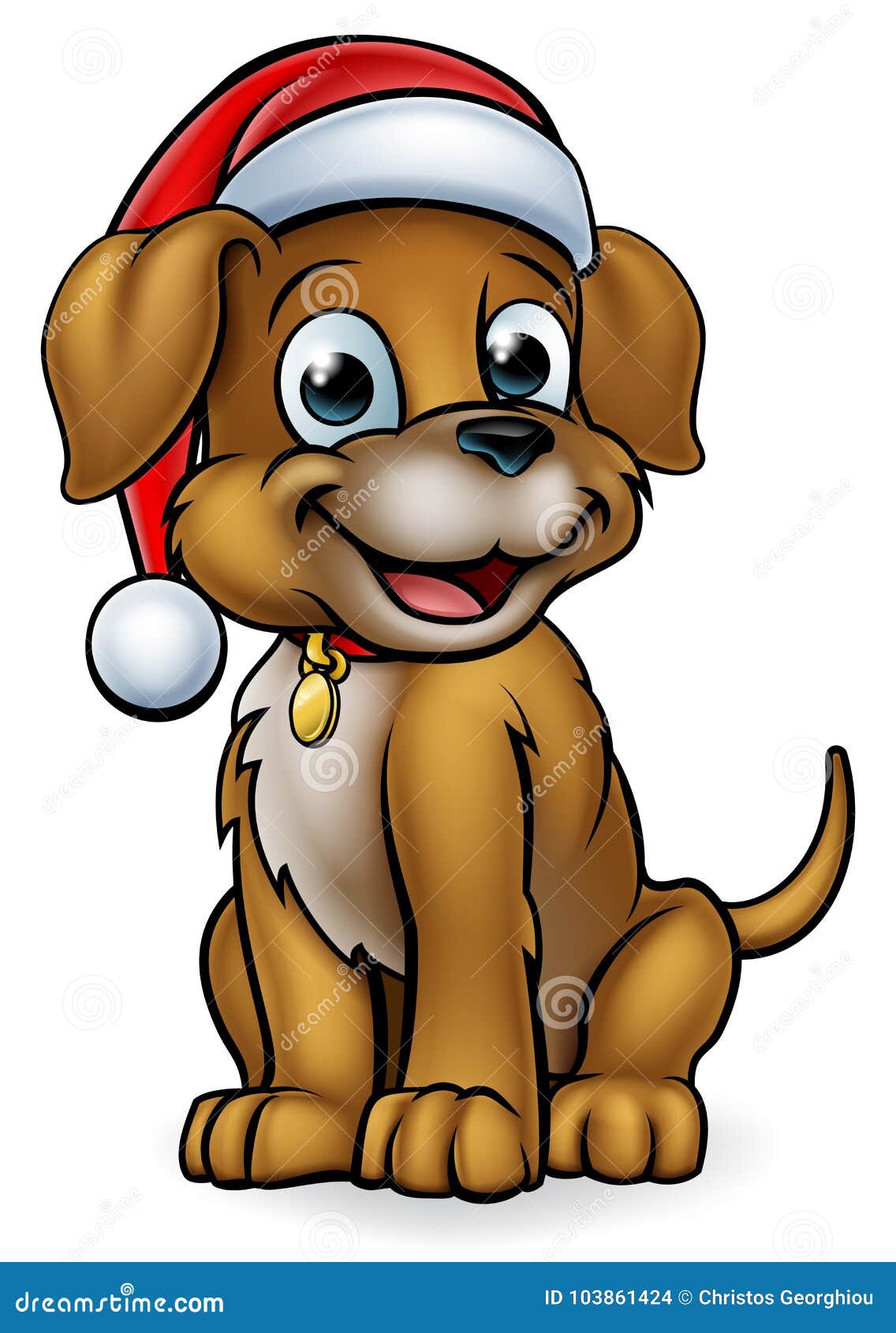 cute christmas dog cartoon