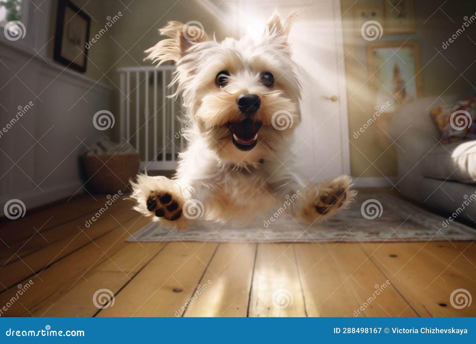 animal dog purebred pet fly jump doggy up background white cute. generative ai.