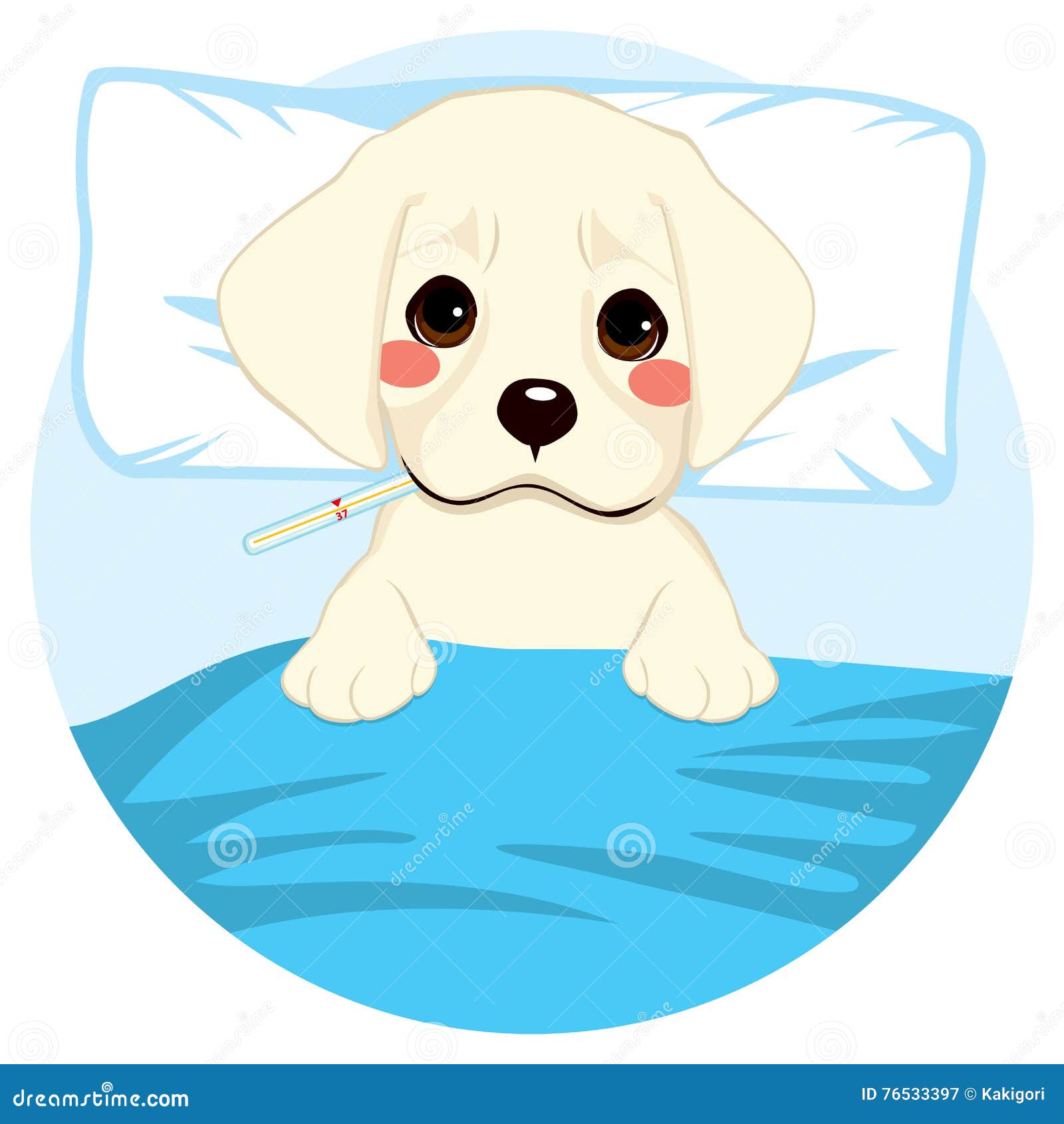 small dog in dog bed clipart