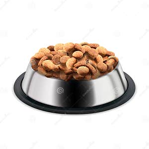 Pet Food In Metallic Plate For Dog And Cat Vector Stock Illustration 