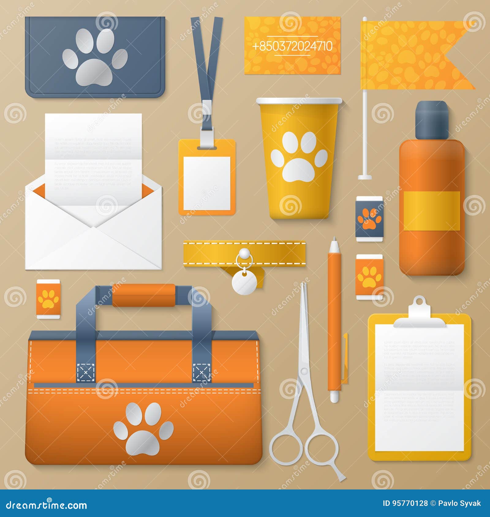 pet groomer corporate identity template set. dogs fashion stationary mockup. personal branding