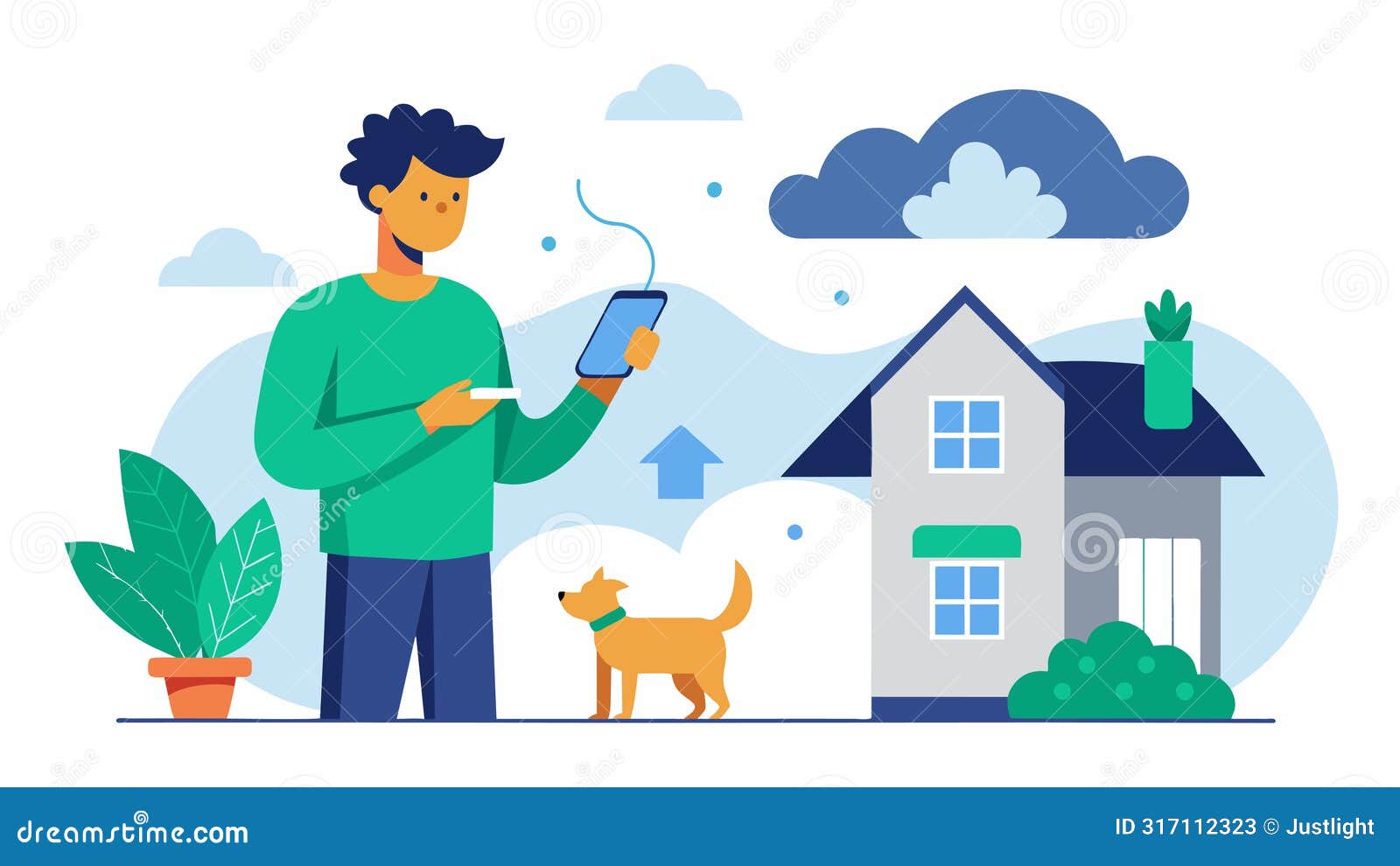 a pet owner checking the temperature and humidity levels in their home through a cloudbased monitoring system to ensure