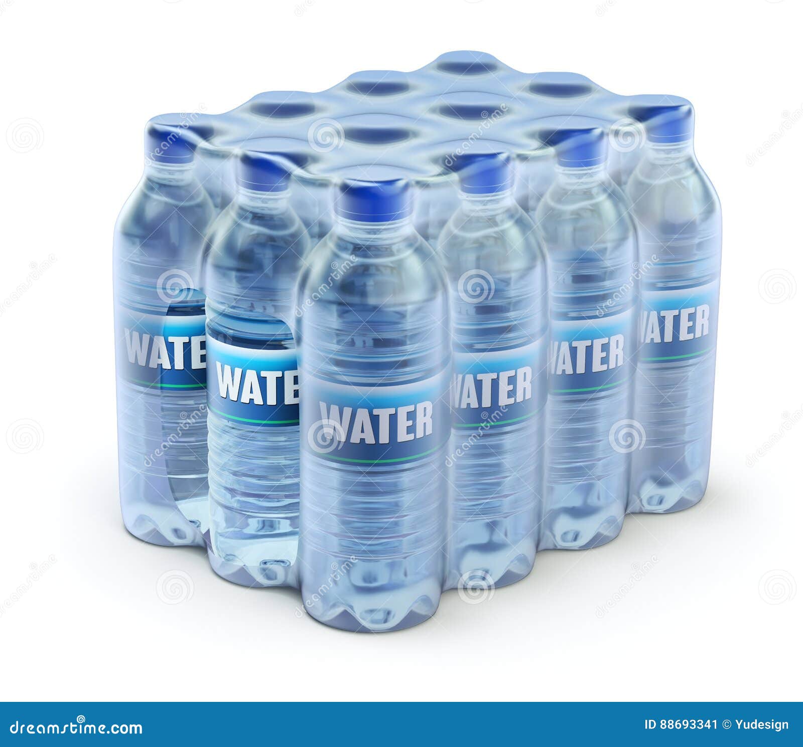 PET Packed Bottled Water 3D Illustration Stock Illustration