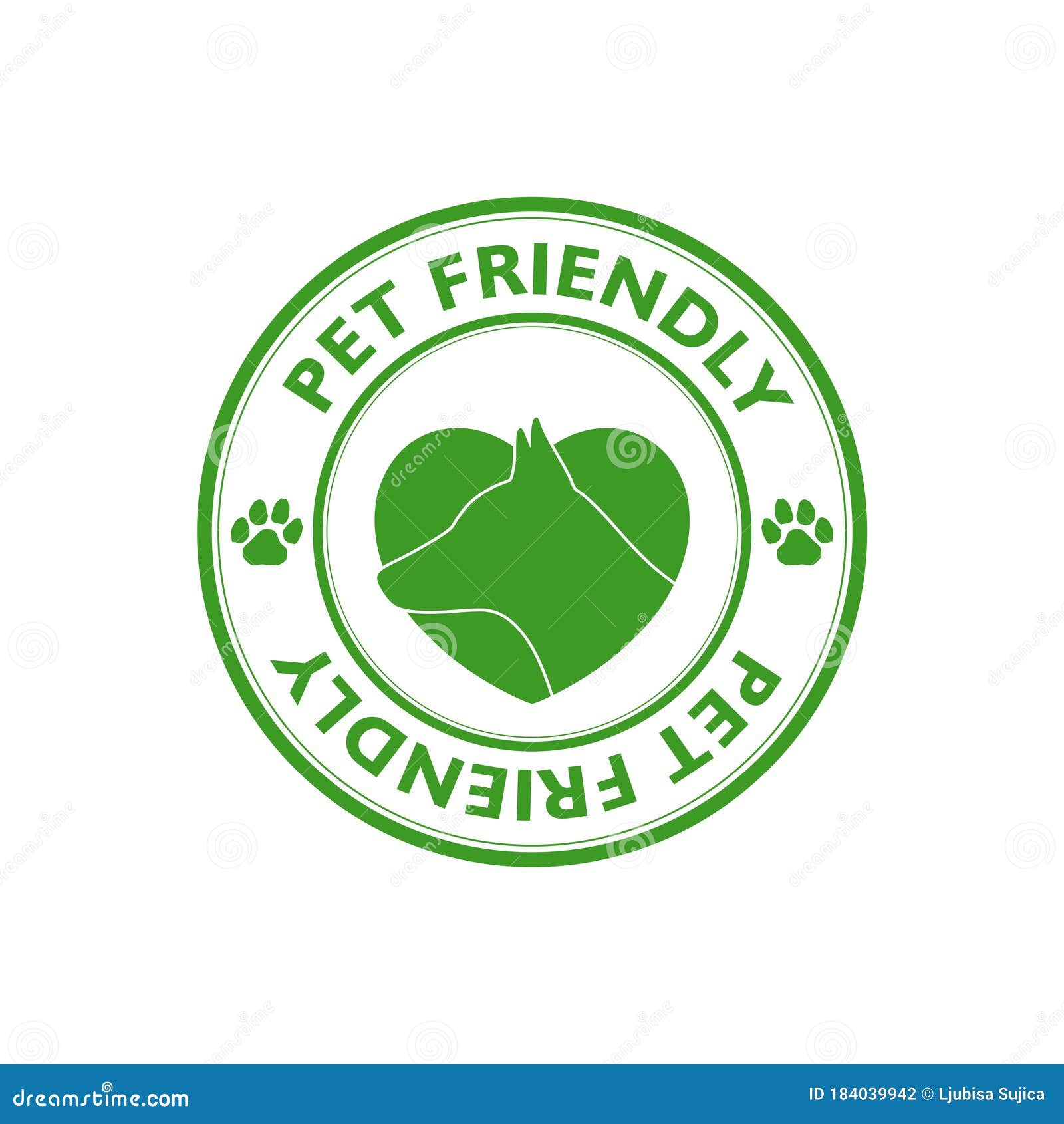 Pet Paw or Dog Label, Stamp or Sticker with Pet Friendly Text Isolated ...
