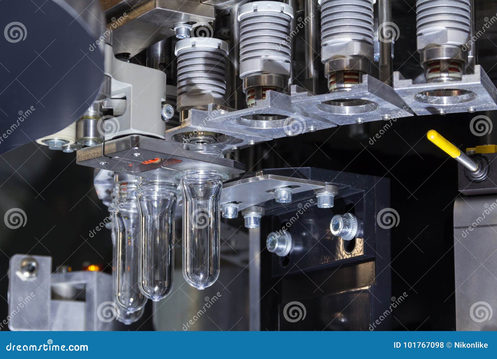 PET Preform in PET Bottles Blowing. Stock Photo Image of background