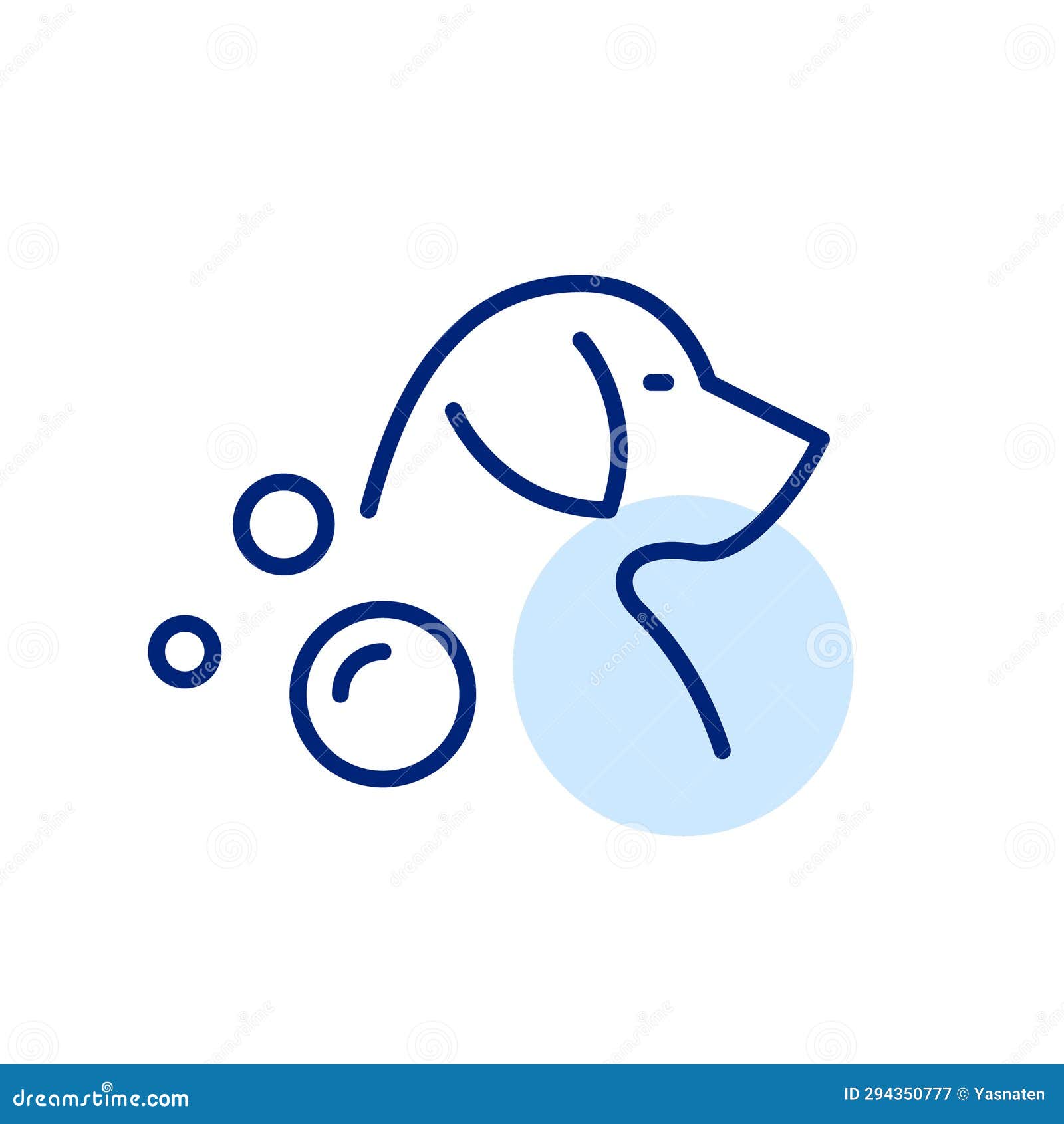 Pet Shampoo. Dog and Soap Bubbles. Pixel Perfect Icon Stock Vector