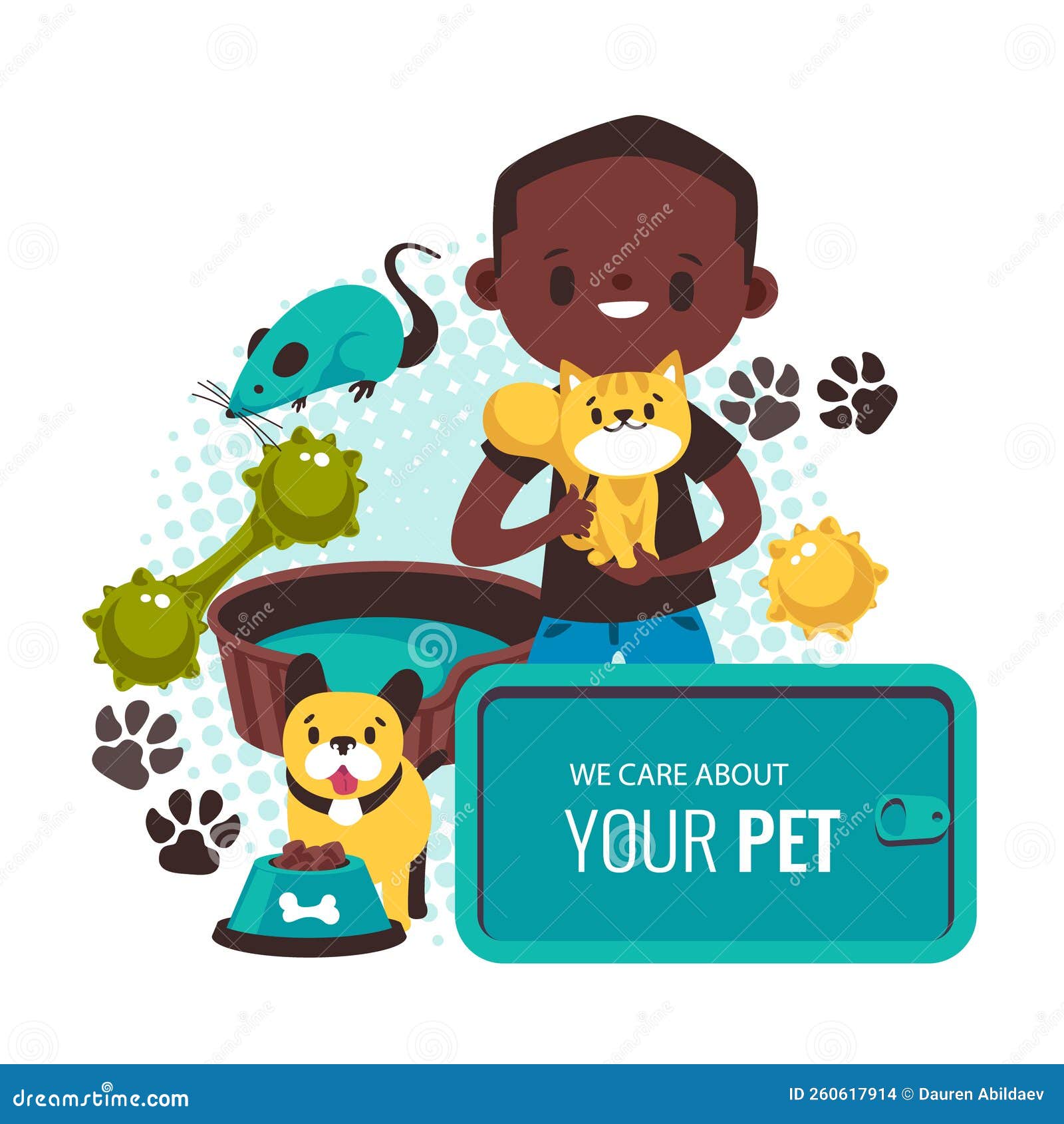 Pet Sitting Service Flat Design Posts Set Vector Illustration. Stock
