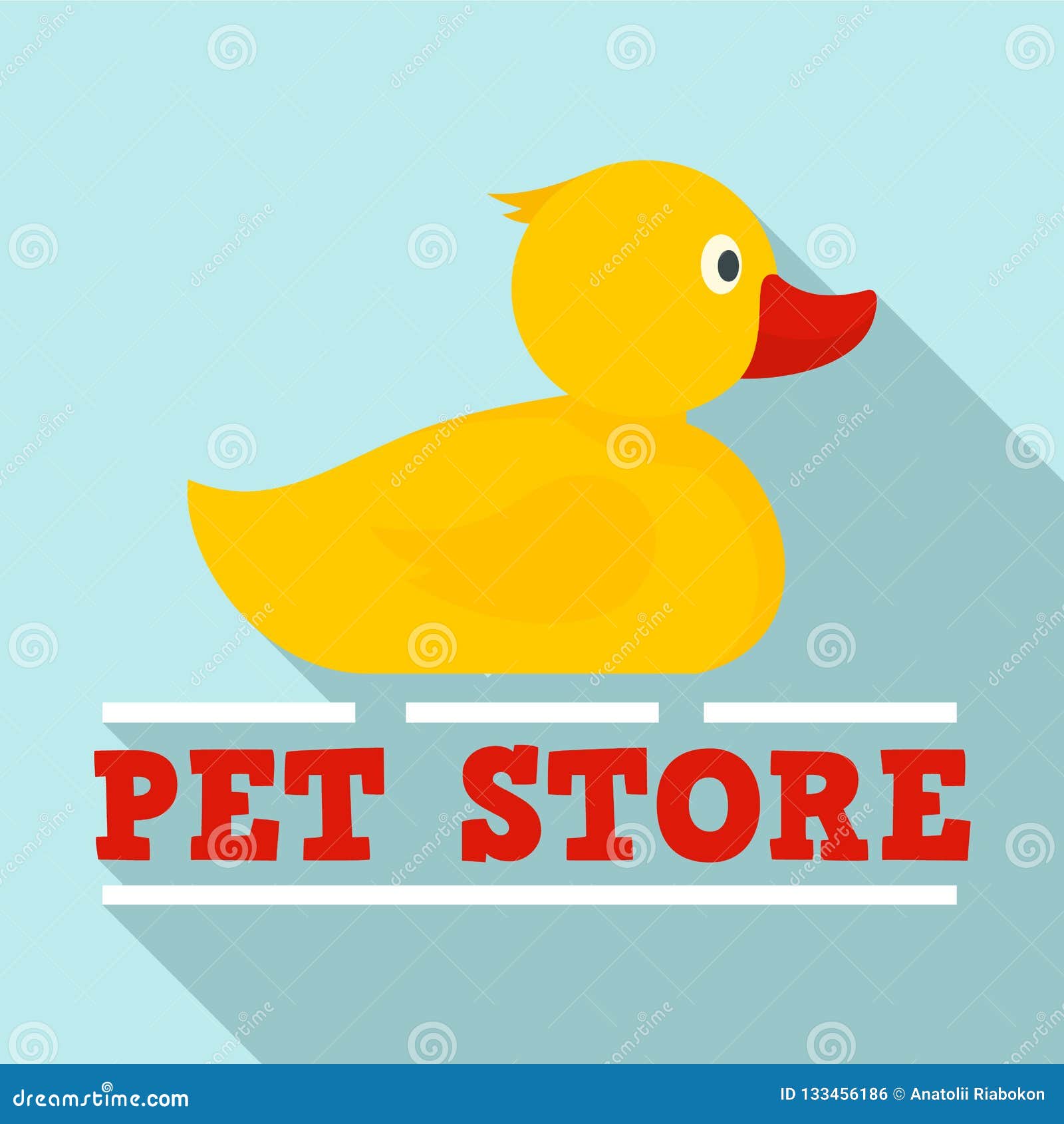 Pet Store Wash Duck Logo, Flat Style Stock Vector Illustration of