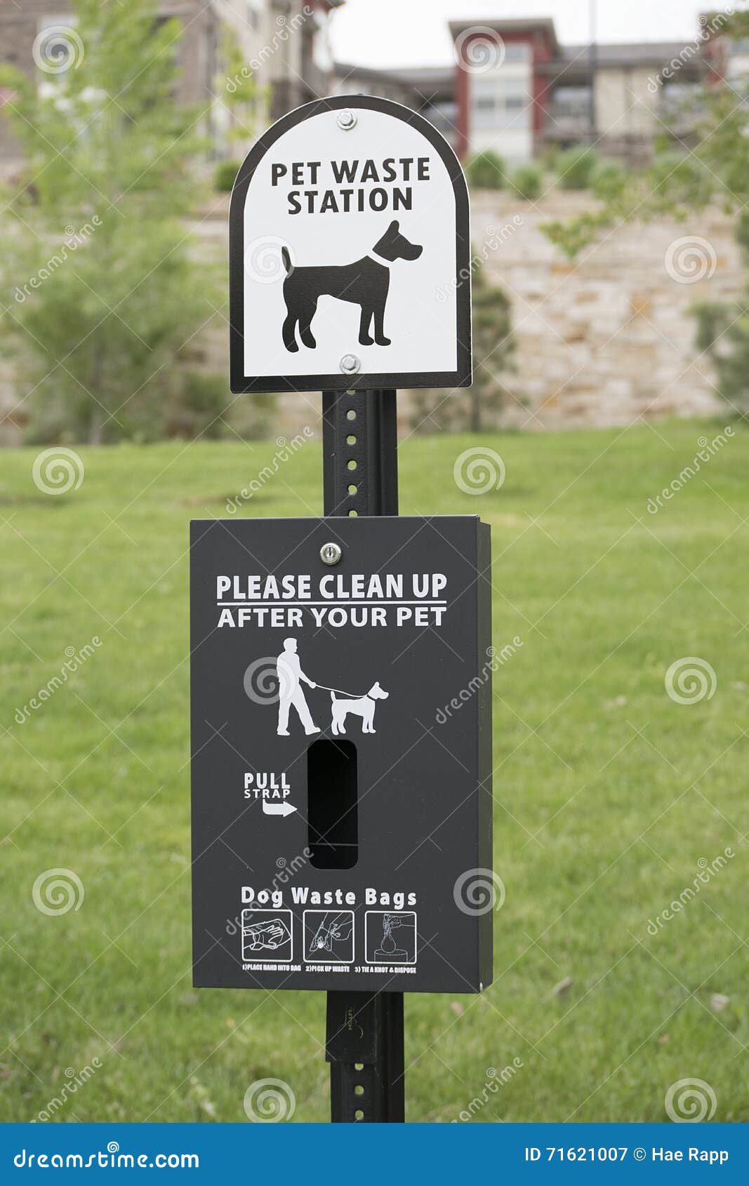 Pet Waste Station Sign With Dog And Trees RoyaltyFree Stock Photo 205464459