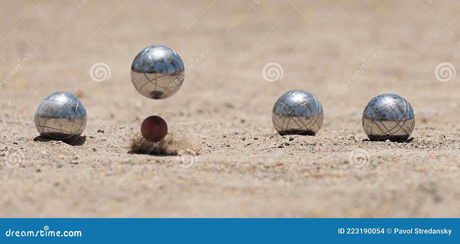 Petanque Balls with a Jack (cochonnet) Stock Photo - Image of