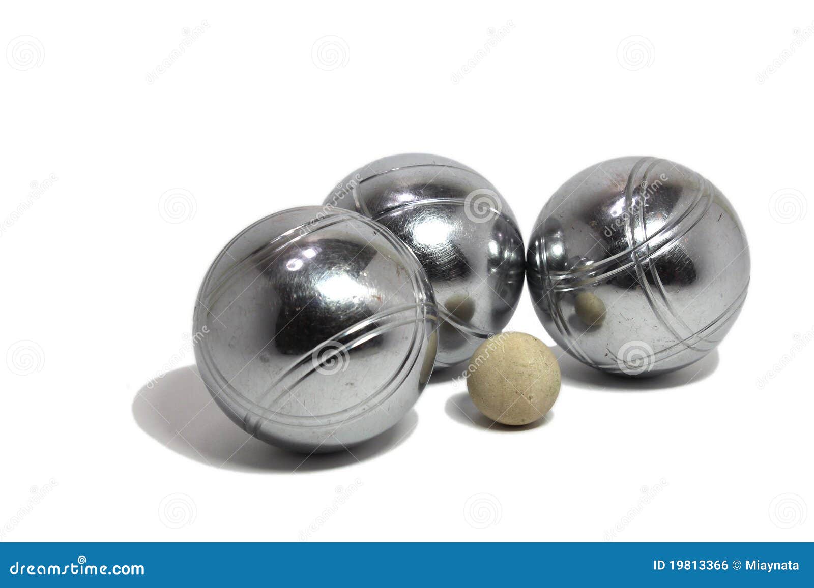 Petanque Balls with a Jack (cochonnet) Stock Photo - Image of