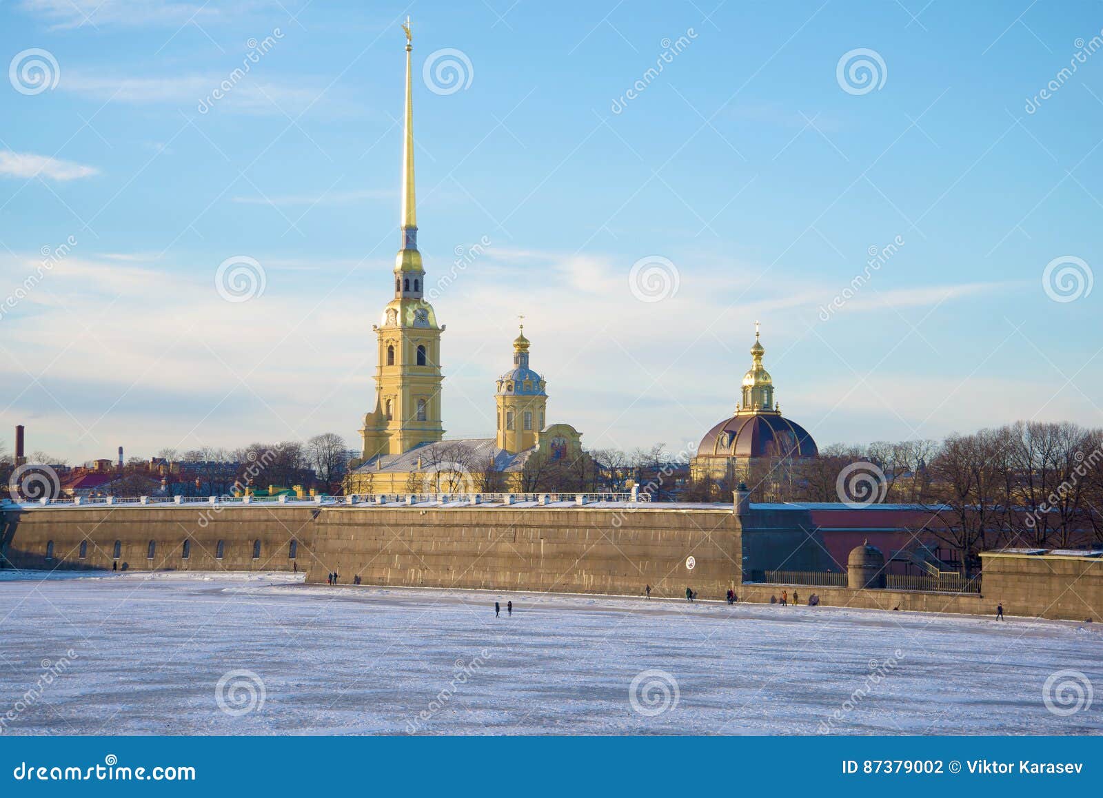 peter and paul cathedral in peter and paul fortress in january day. saint petersburg, russia
