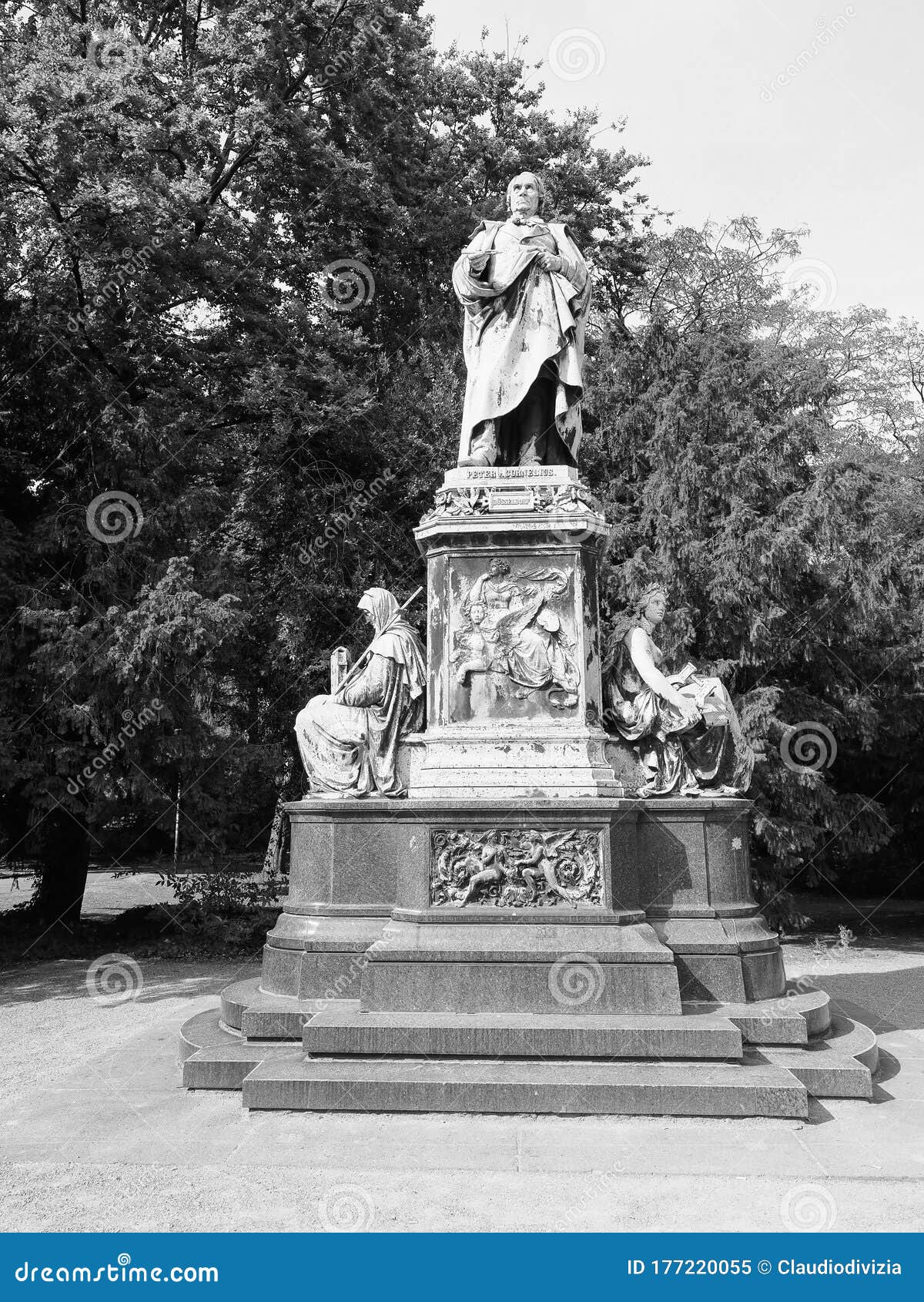 Peter Von Cornelius Monument in Duesseldorf, Black and White Stock ...