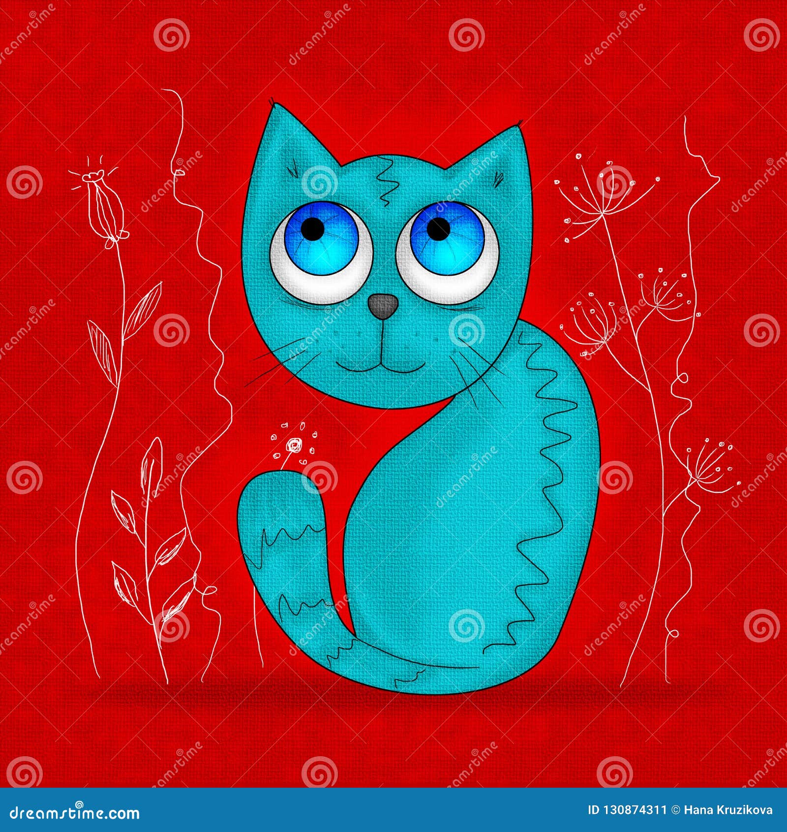 Petit Chat Bleu Timide Avec De Grands Yeux Bleus Illustration Stock Illustration Du Animal Dessin