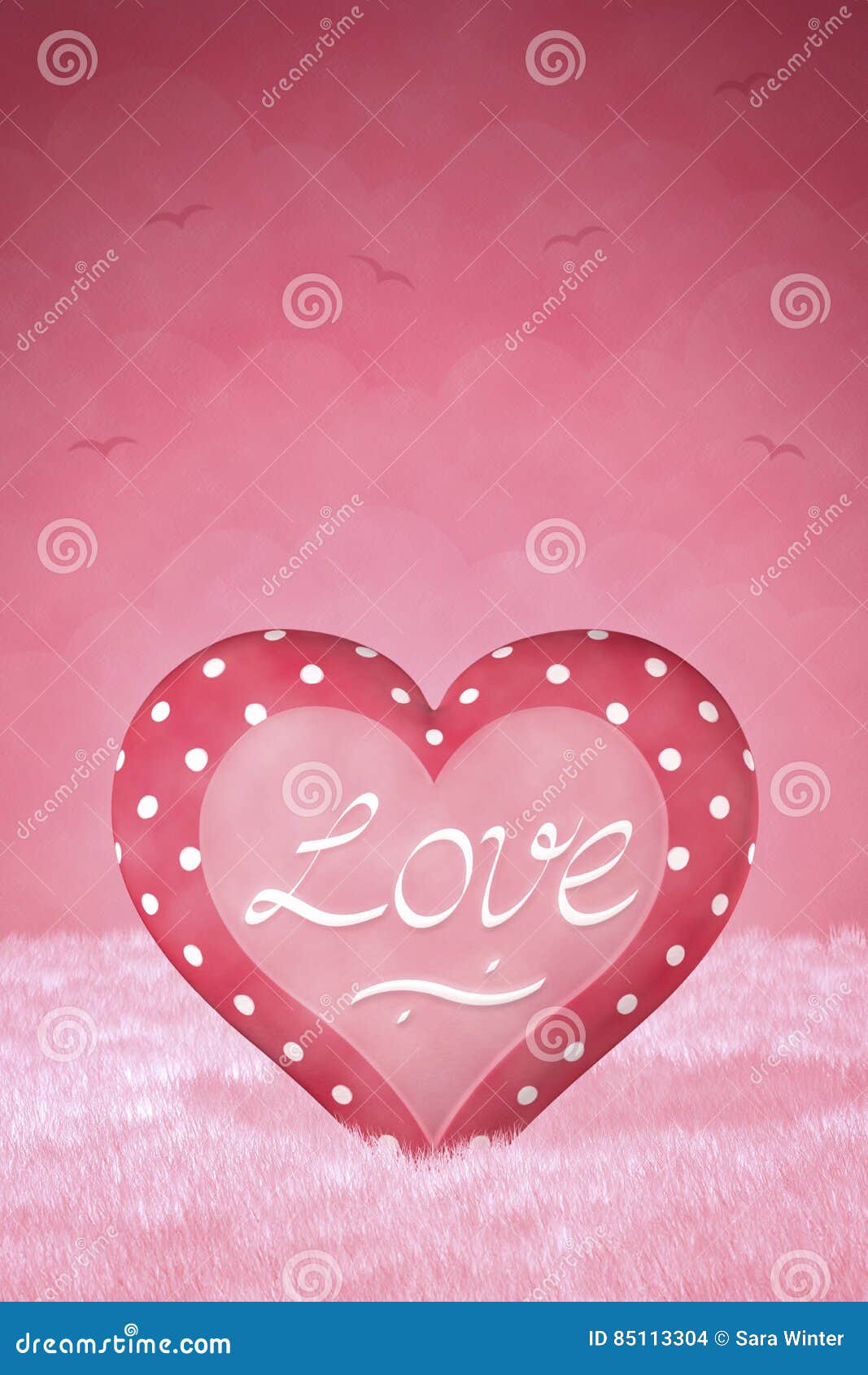 Petit Coeur Mignon Sur Un Fond Rose Illustration Stock Illustration Du Pastel Doux