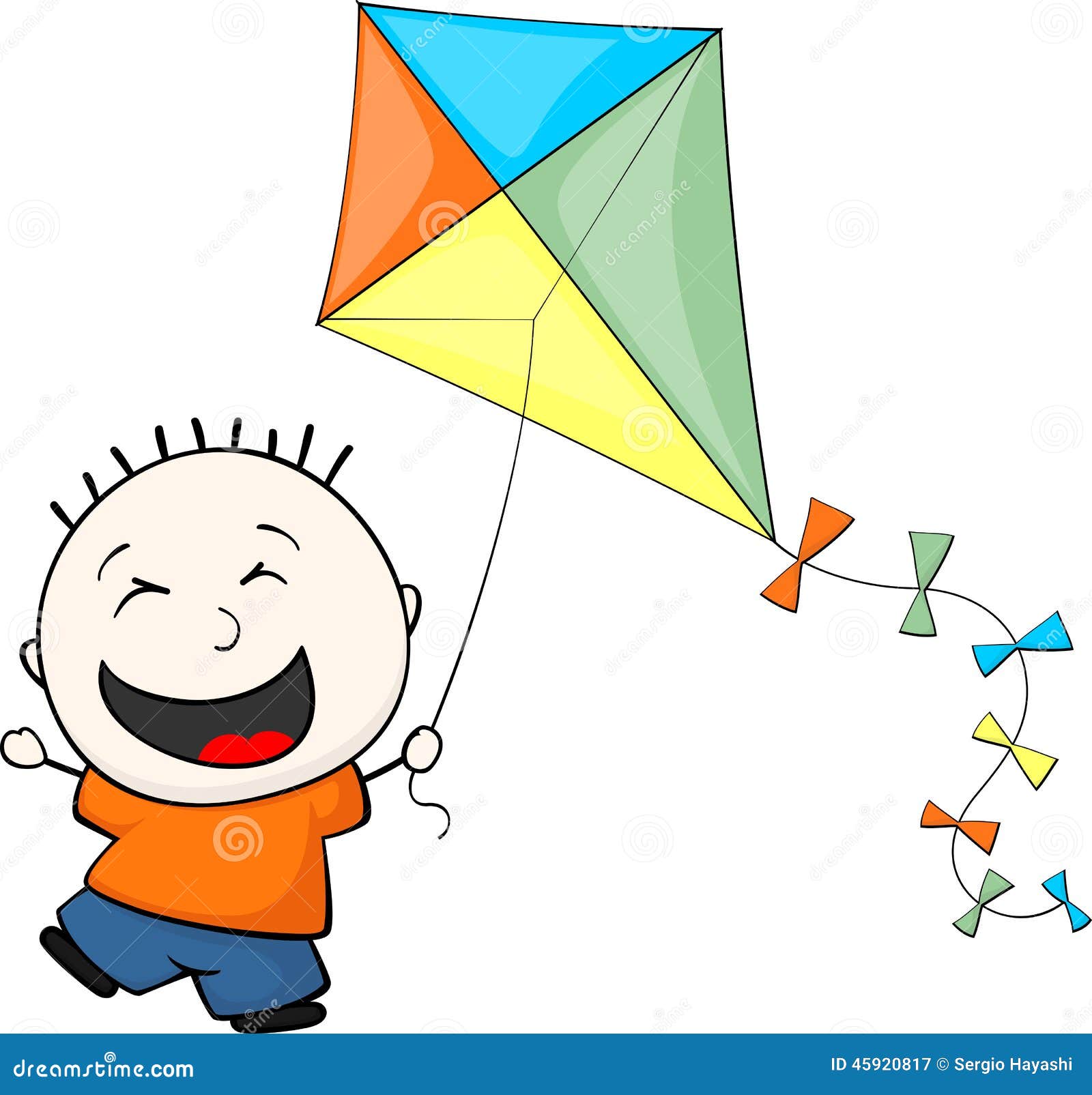 Petit Enfant Jouant Le Cerf-volant Illustration de Vecteur - Illustration  du course, sourire: 45920817