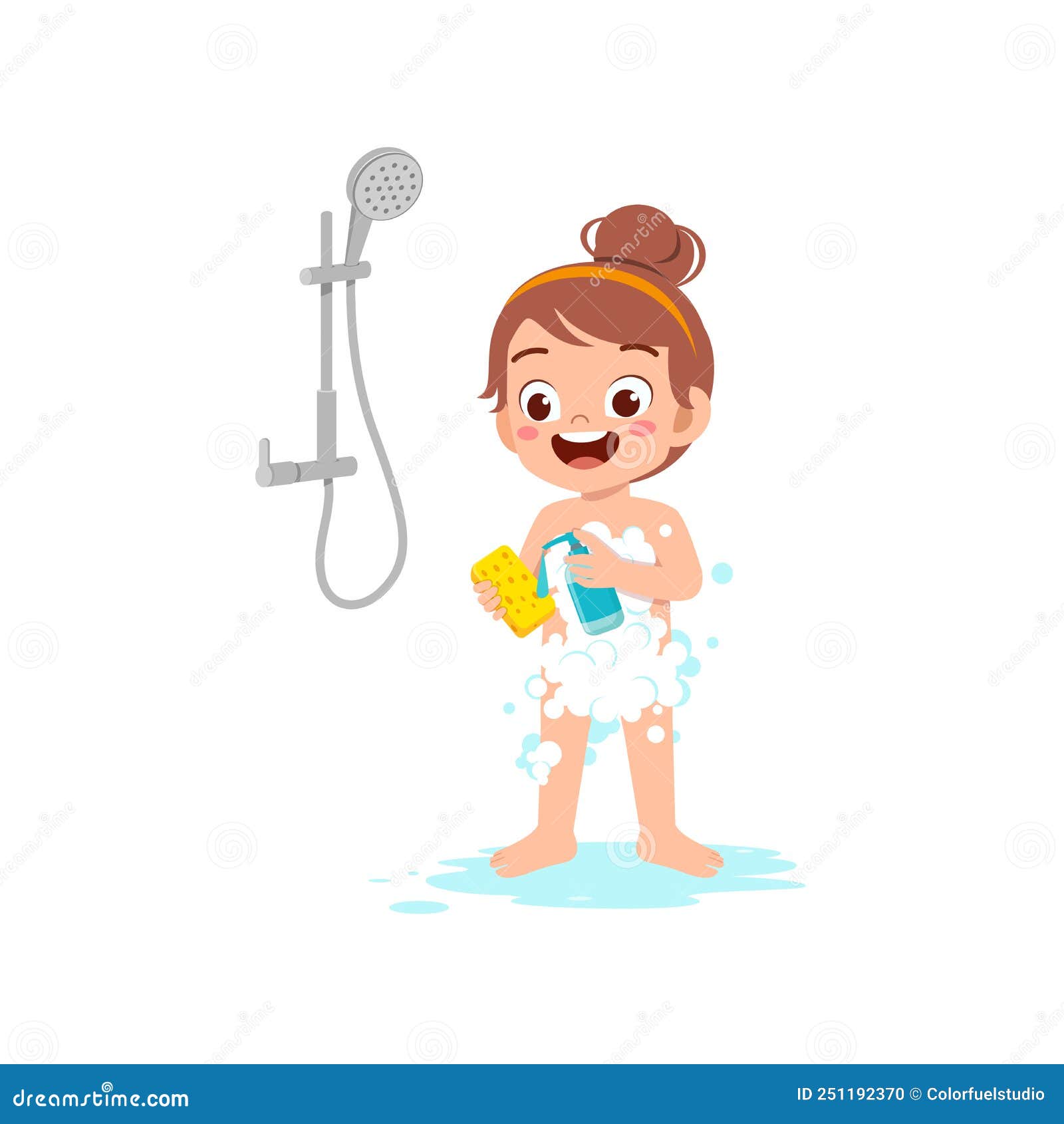 Dessin à imprimer, un enfant qui part prendre une douche