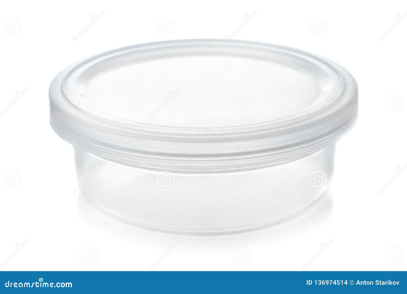 Petit Récipient En Plastique Transparent De Rond Photo stock