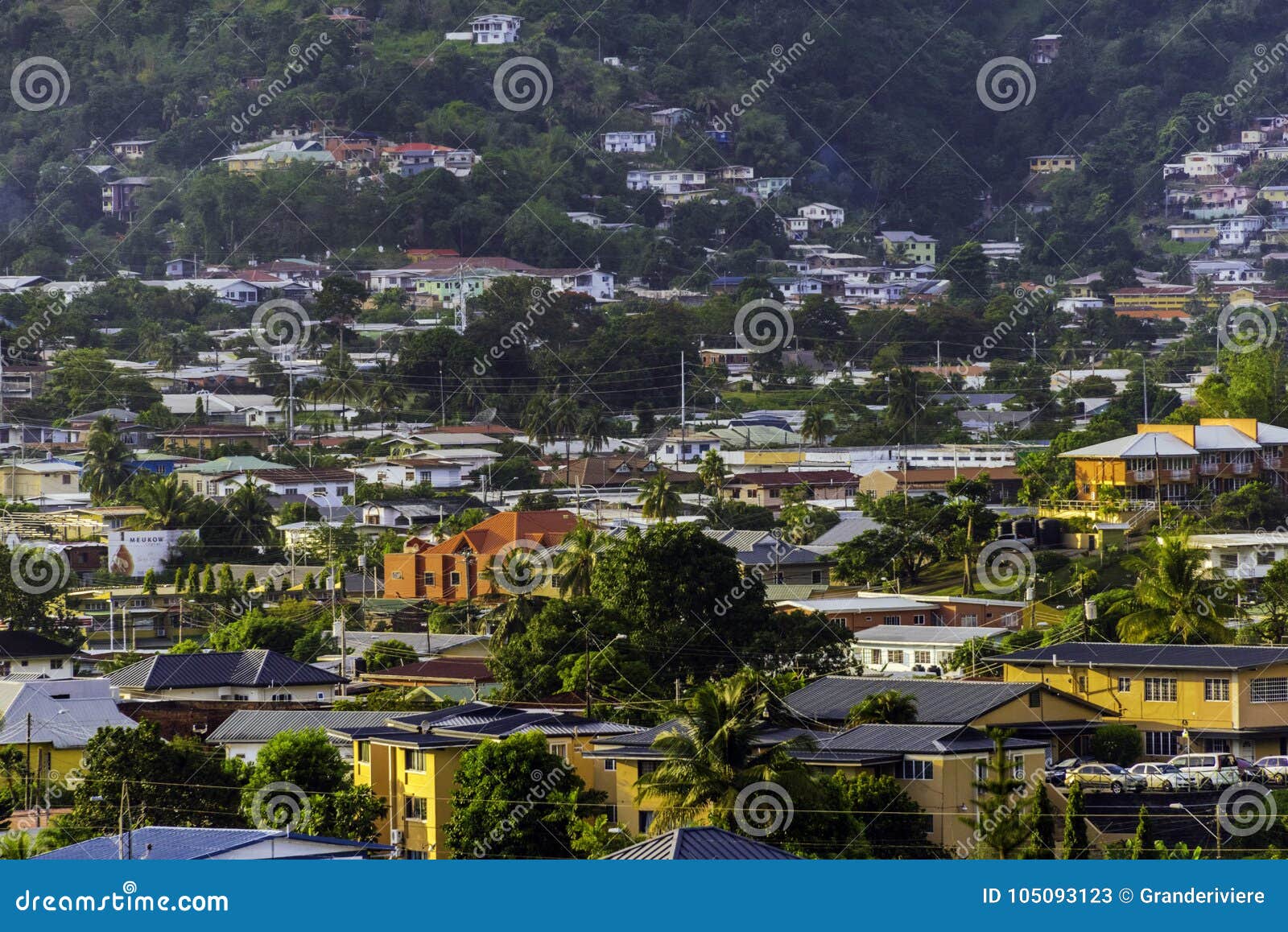 a view of the densely populated petit valley just off of more coco road, trinidad