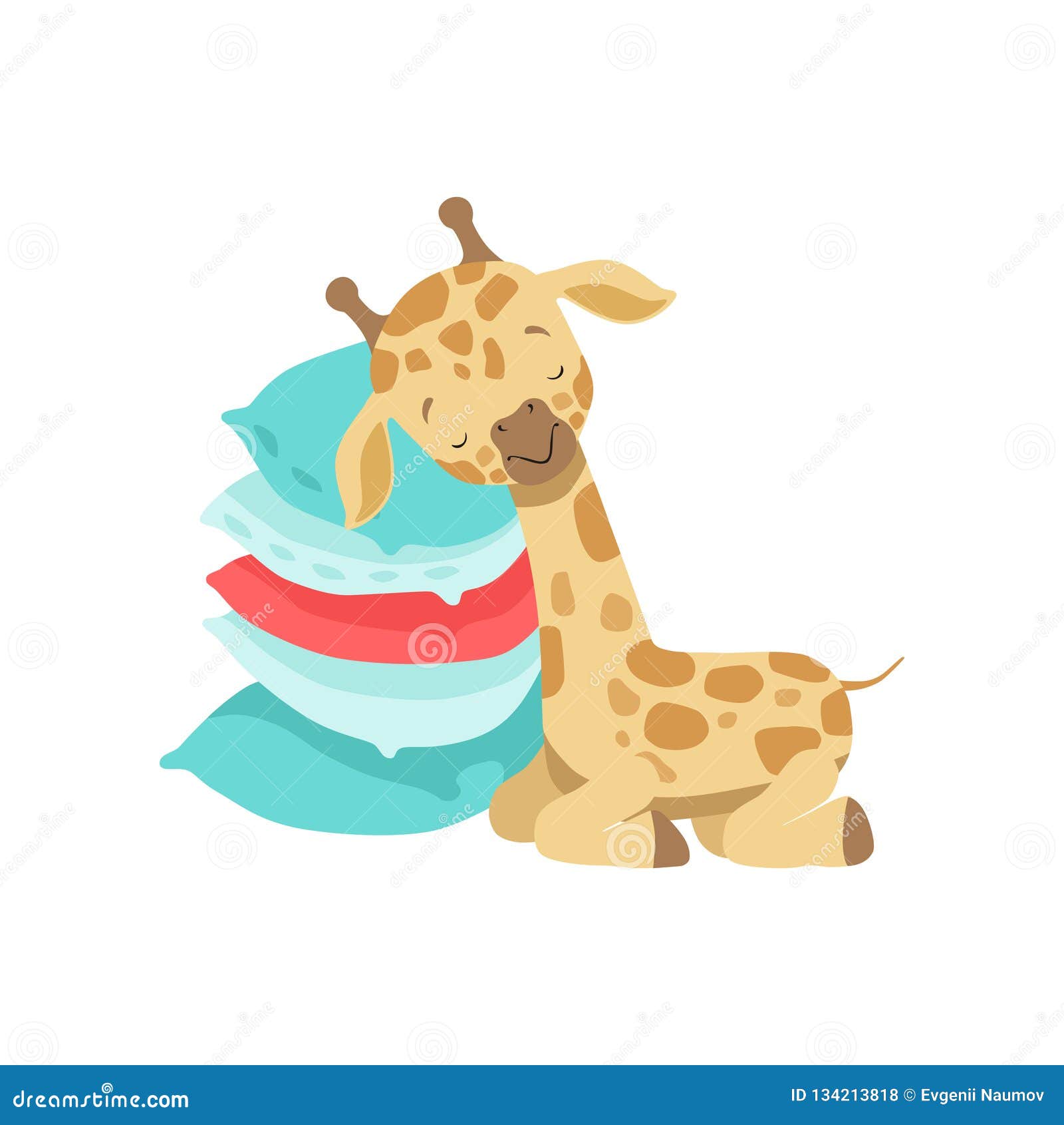 Petite Girafe Mignonne Dormant Sur Une Pile D'oreillers, Illustration  Animale De Vecteur De Personnage De Dessin Animé De Jungle Illustration de  Vecteur - Illustration du mignon, coloré: 134213818