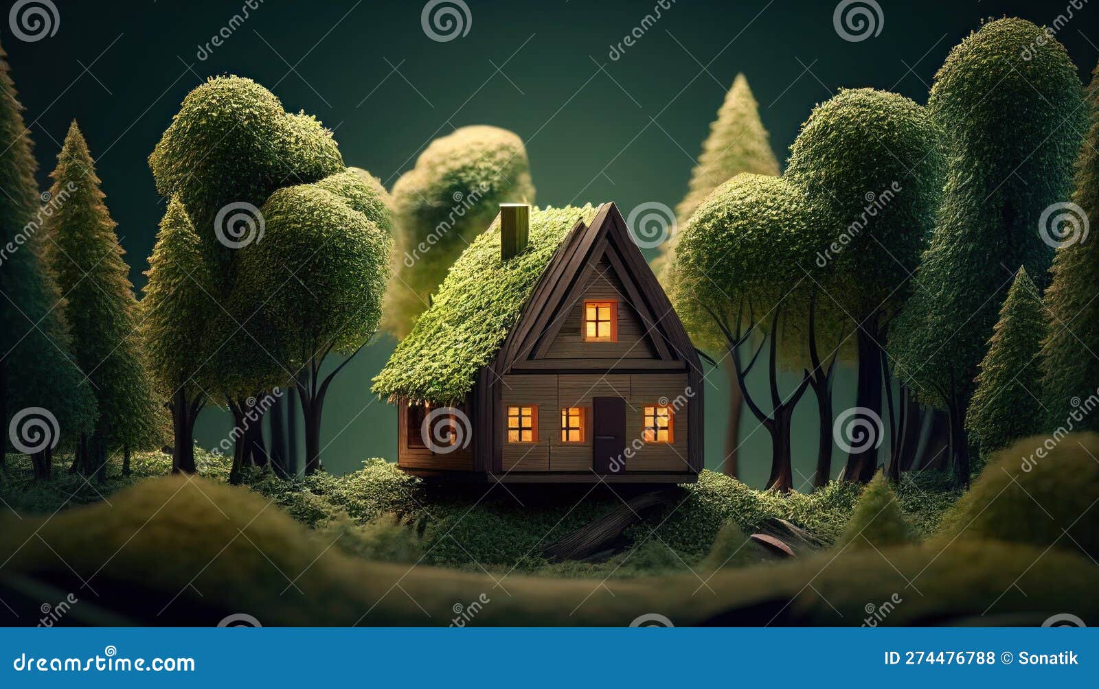 Petite Maison En Bois De Fée En Forêt Verte Par Génération Ai