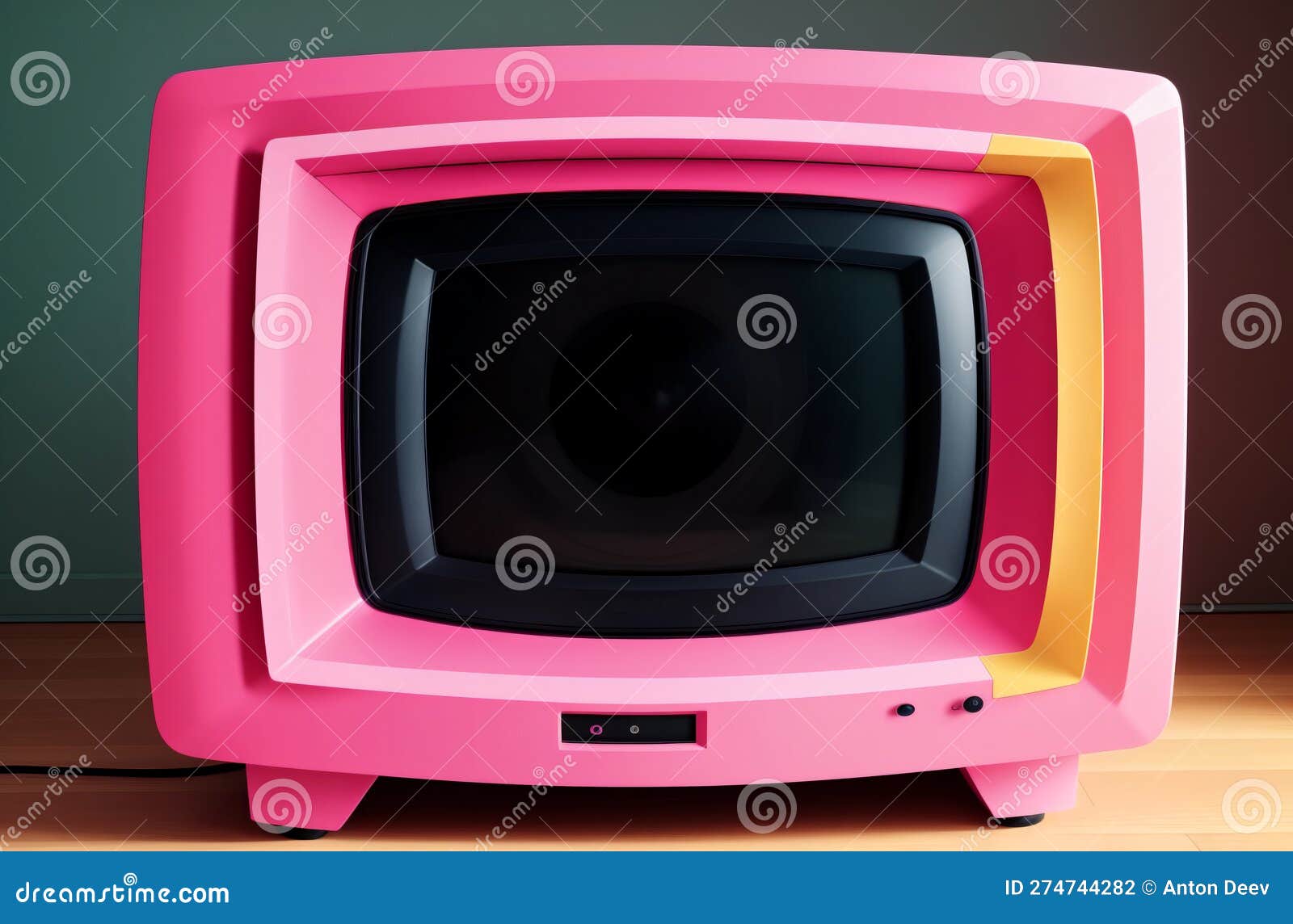 Petite Télévision Rétro Rose. Ancienne Télévision Lumineuse Dans La Chambre.  Ai Génératif. Illustration Stock - Illustration du rose, nostalgie:  274744282