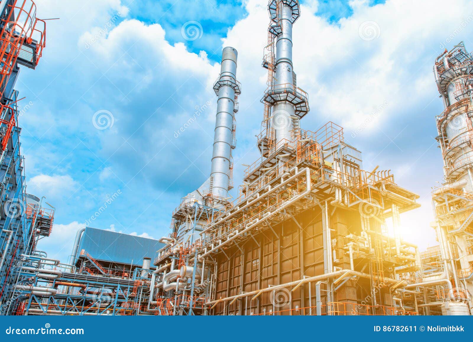 petrochemical oil refinery, refinery oil and gas industry, the equipment of oil refining, close-up of pipelines and petrochemical