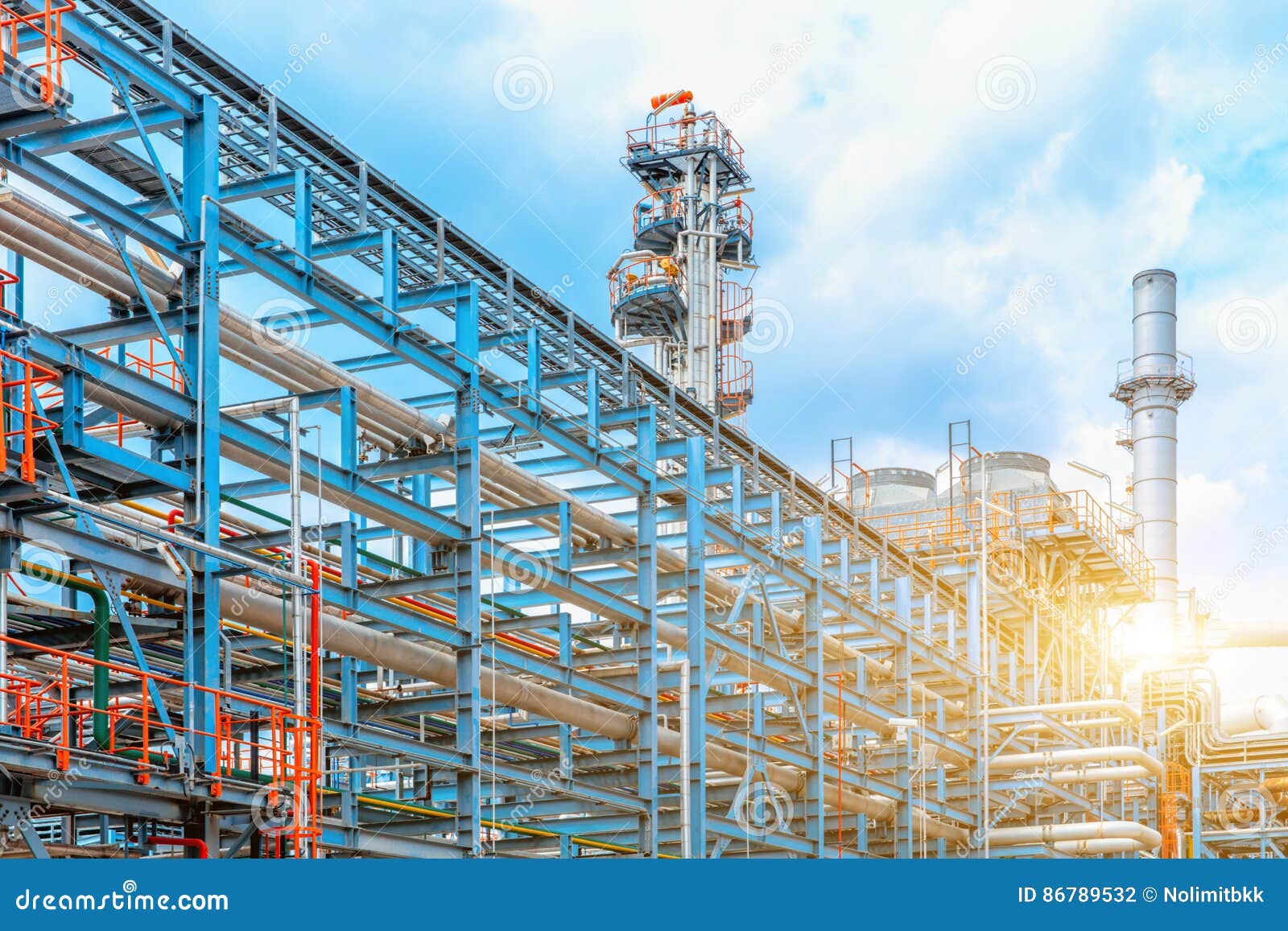 petrochemical oil refinery, refinery oil and gas industry, the equipment of oil refining, close-up of pipelines and petrochemical